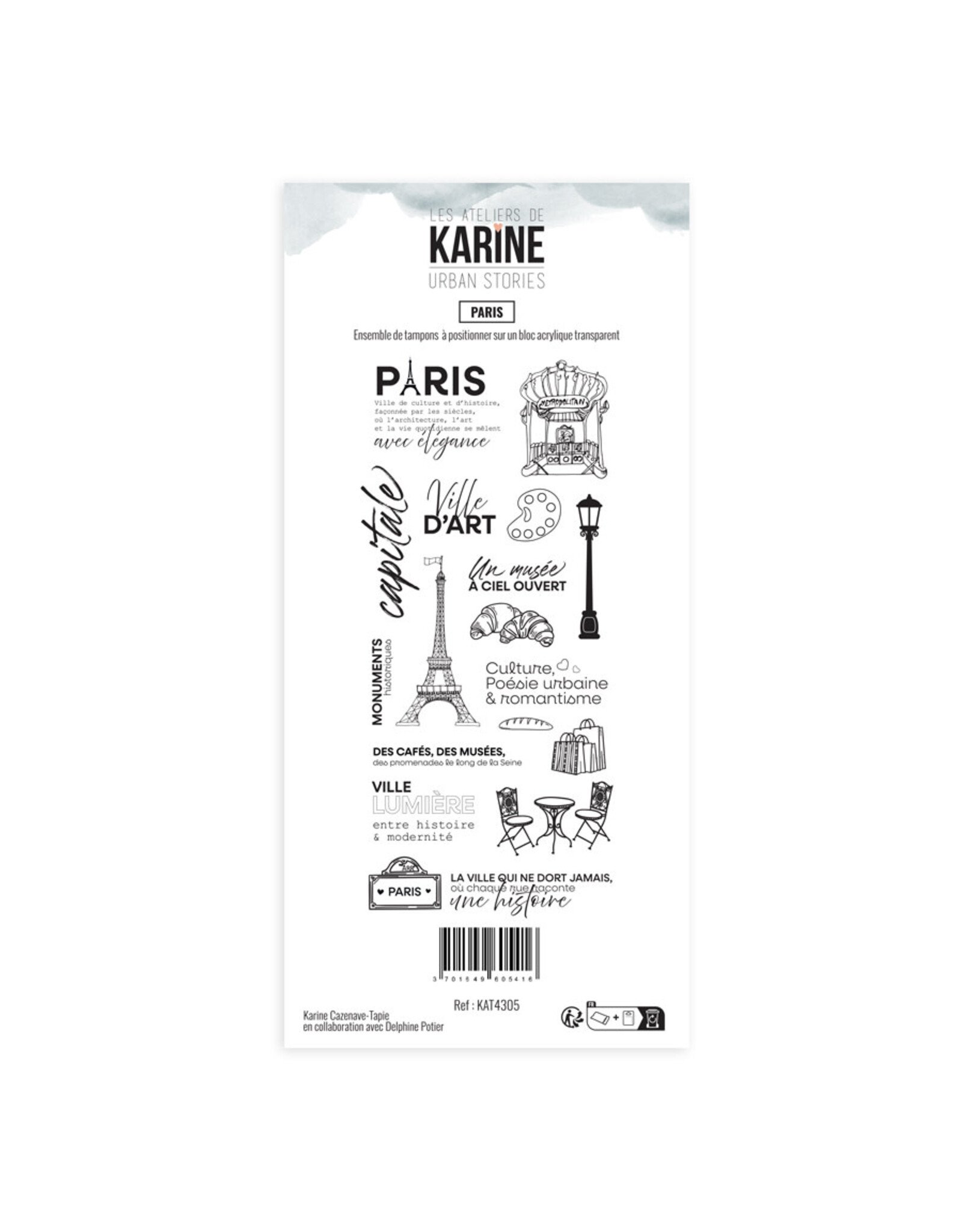 LES ATELIERS DE KARINE LES ATELIERS DE KARINE URBAN STORIES PARIS CLEAR STAMP SET