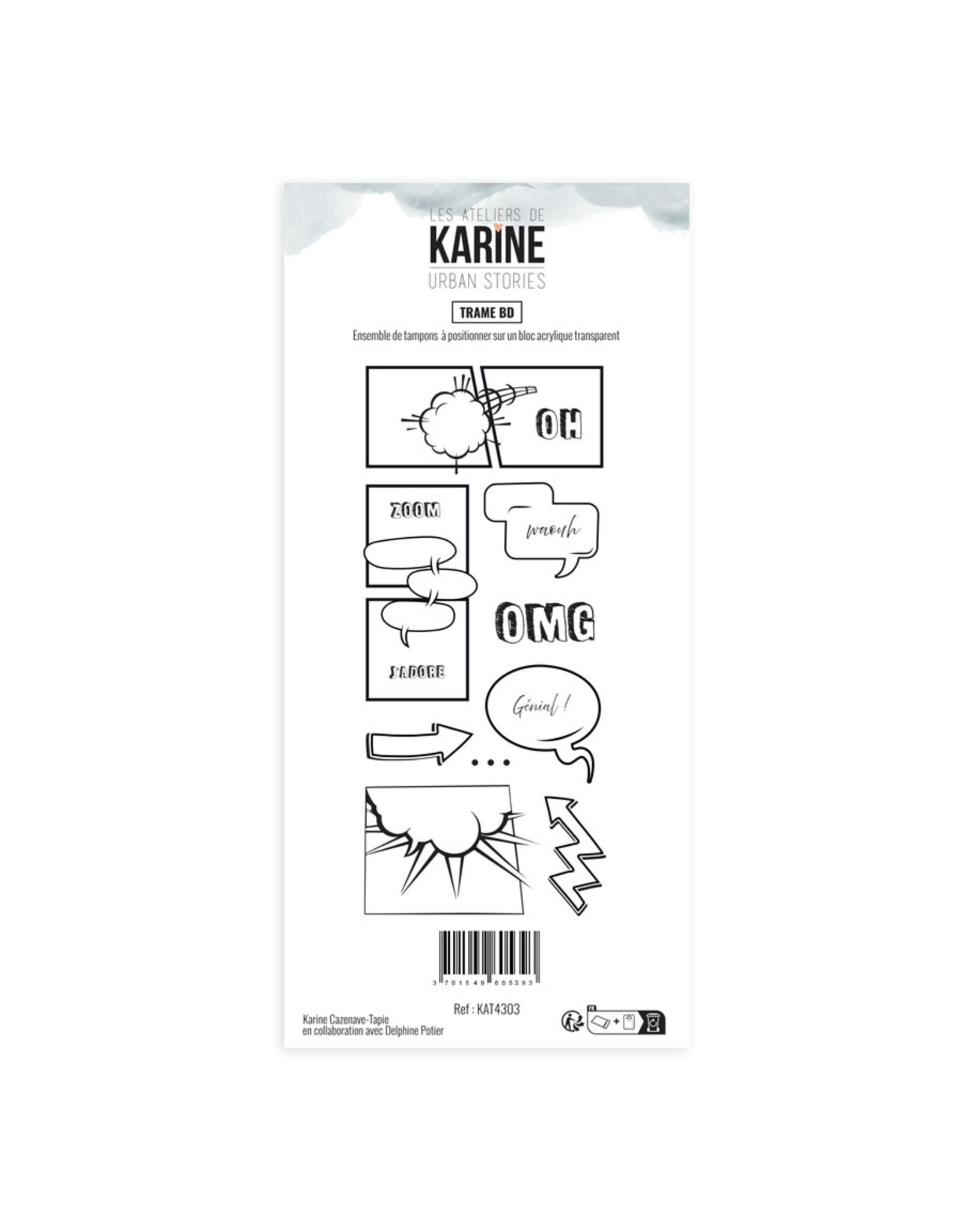 LES ATELIERS DE KARINE LES ATELIERS DE KARINE URBAN STORIES TRAME BD CLEAR STAMP SET