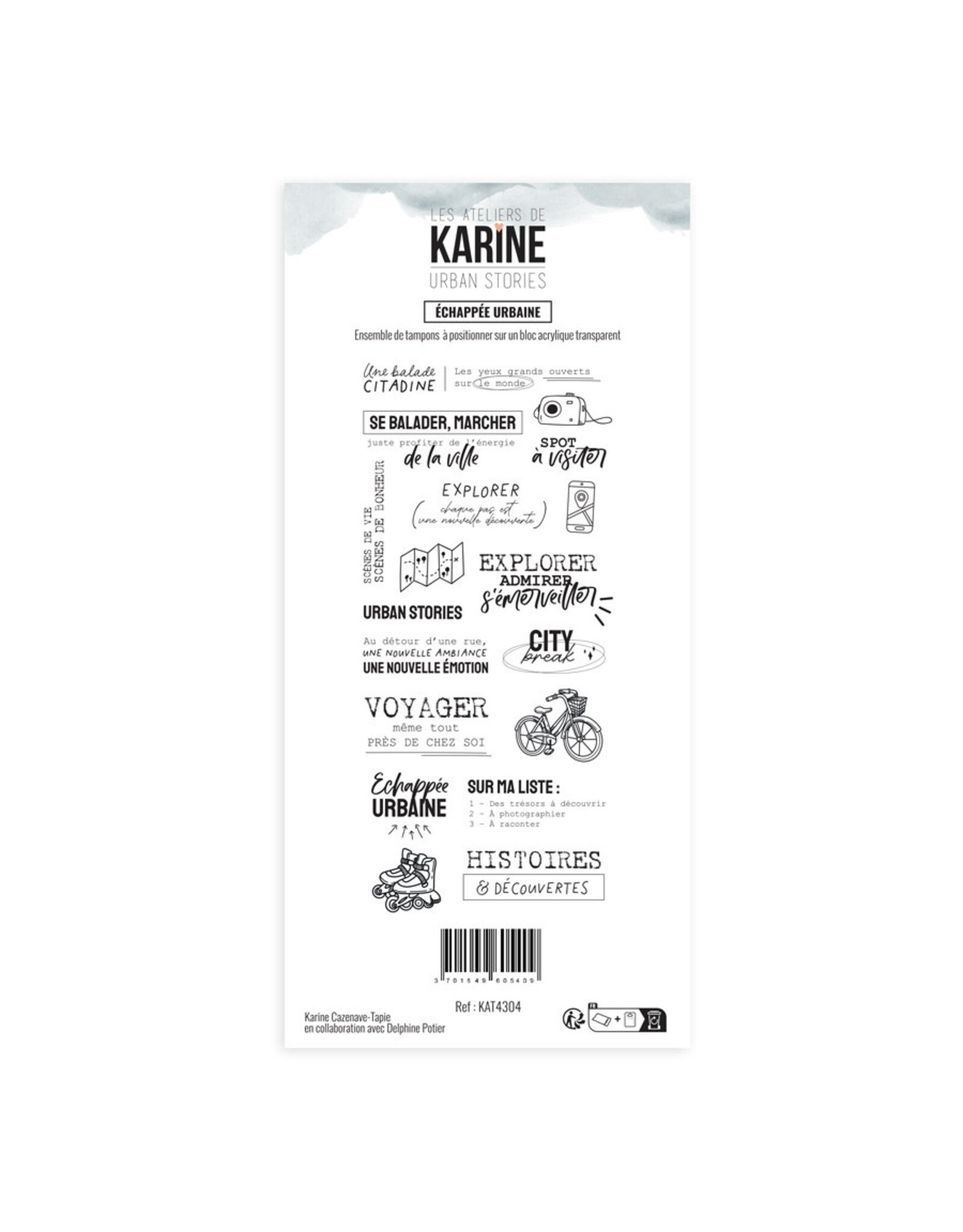 LES ATELIERS DE KARINE LES ATELIERS DE KARINE URBAN STORIES ÉCHAPPÉE URBAINE CLEAR STAMP SET