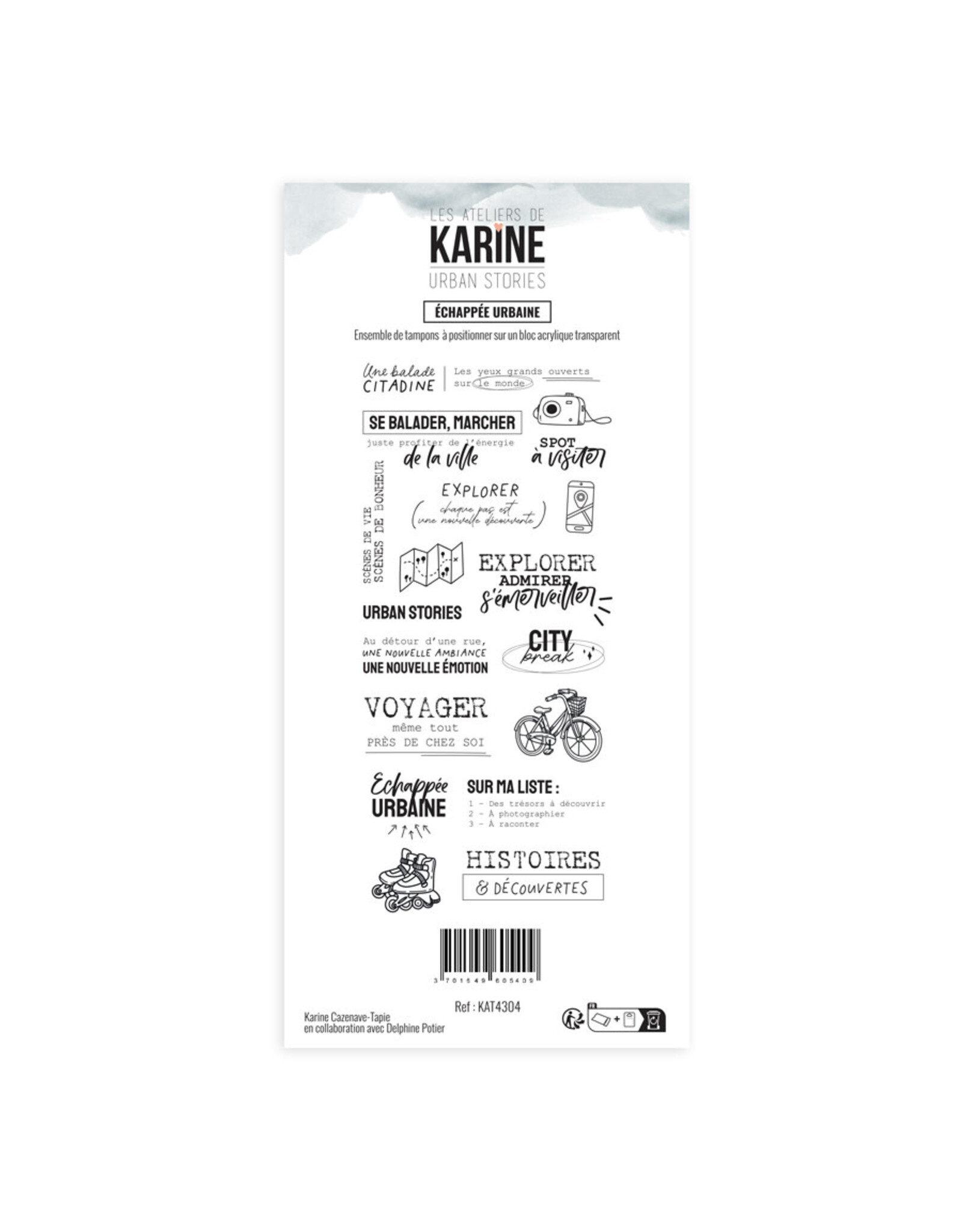 LES ATELIERS DE KARINE LES ATELIERS DE KARINE URBAN STORIES ÉCHAPPÉE URBAINE CLEAR STAMP SET