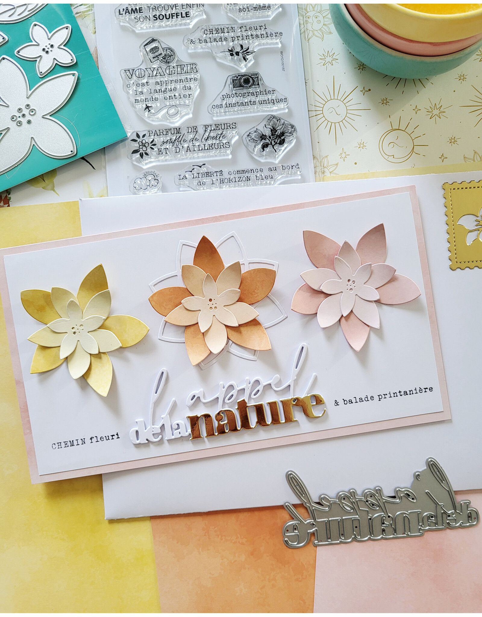 LES ATELIERS DE KARINE LES ATELIERS DE KARINE TERRE & JASMIN TEXTES LIBERTÉ CLEAR STAMP SET