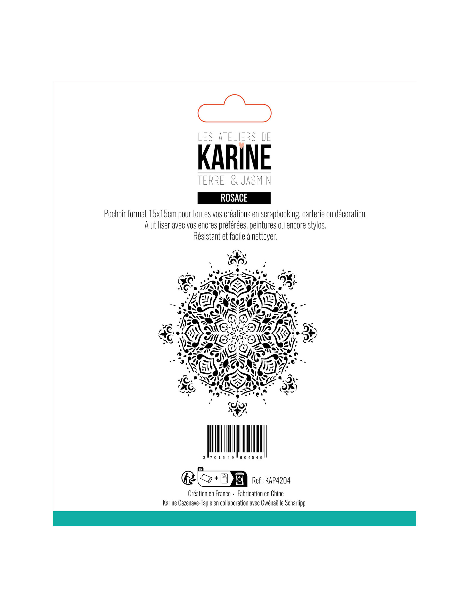 LES ATELIERS DE KARINE LES ATELIERS DE KARINE TERRE & JASMIN ROSACE 6x6 STENCIL