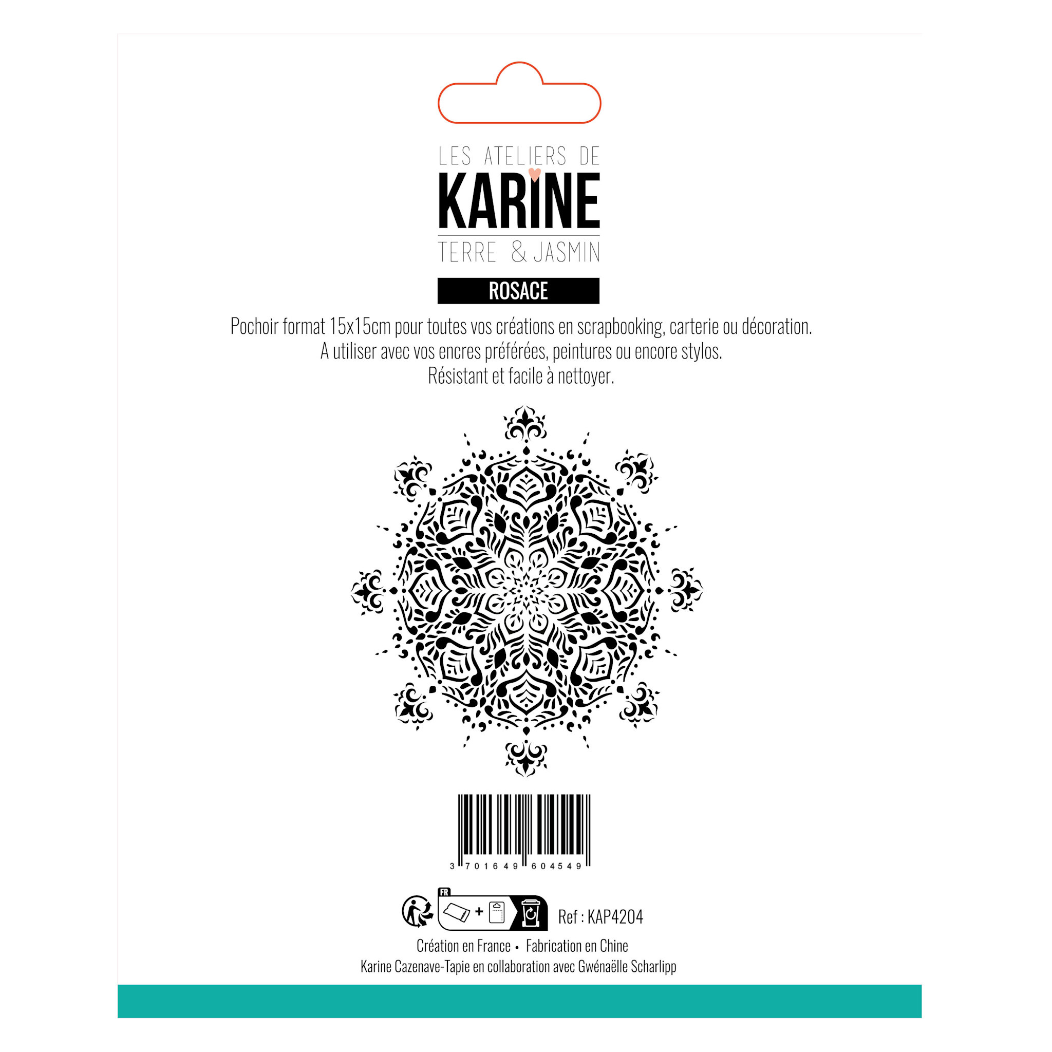 LES ATELIERS DE KARINE LES ATELIERS DE KARINE TERRE & JASMIN ROSACE 6x6 STENCIL