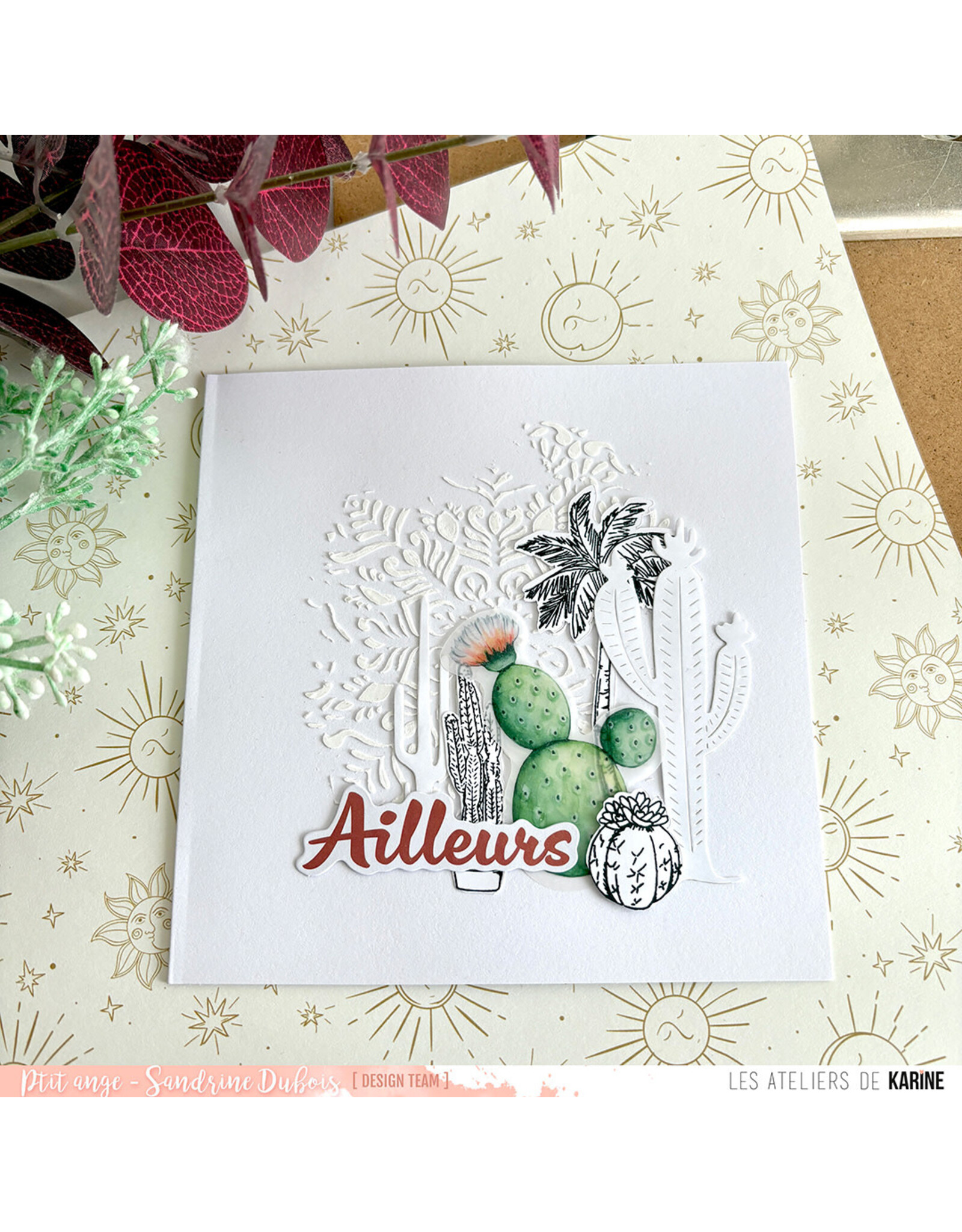 LES ATELIERS DE KARINE LES ATELIERS DE KARINE TERRE & JASMIN ROSACE 6x6 STENCIL