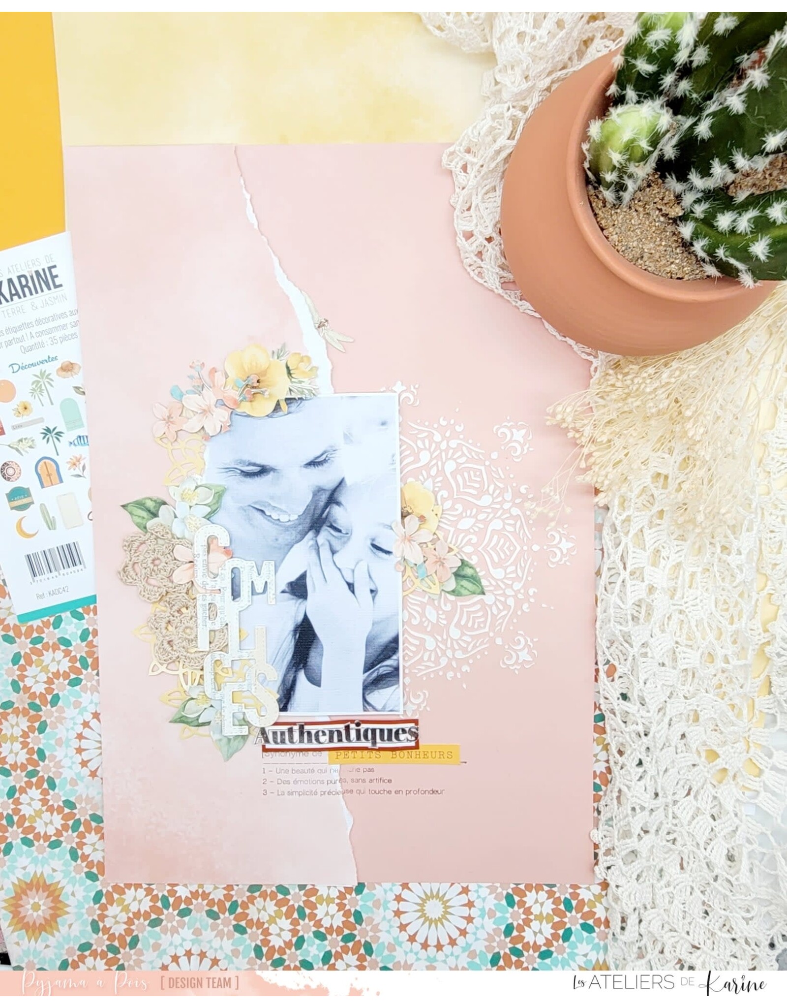 LES ATELIERS DE KARINE LES ATELIERS DE KARINE TERRE & JASMIN ROSACE 6x6 STENCIL