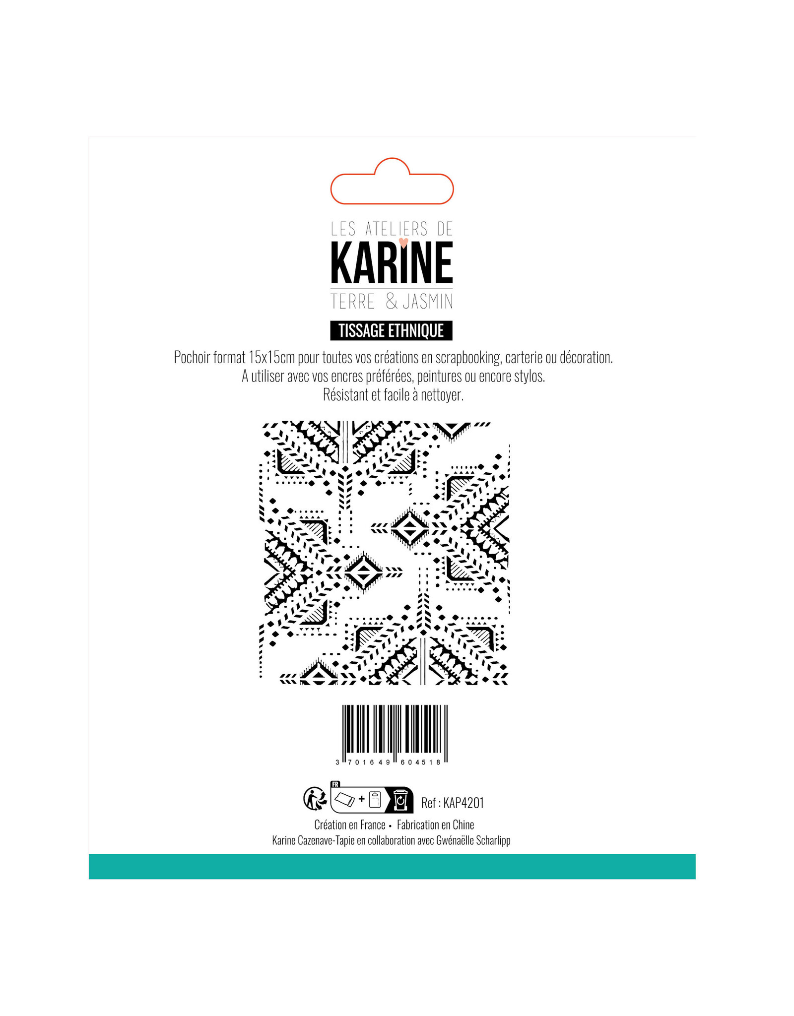 LES ATELIERS DE KARINE LES ATELIERS DE KARINE TERRE & JASMIN TISSAGE ETHNIQUE 6x6 STENCIL