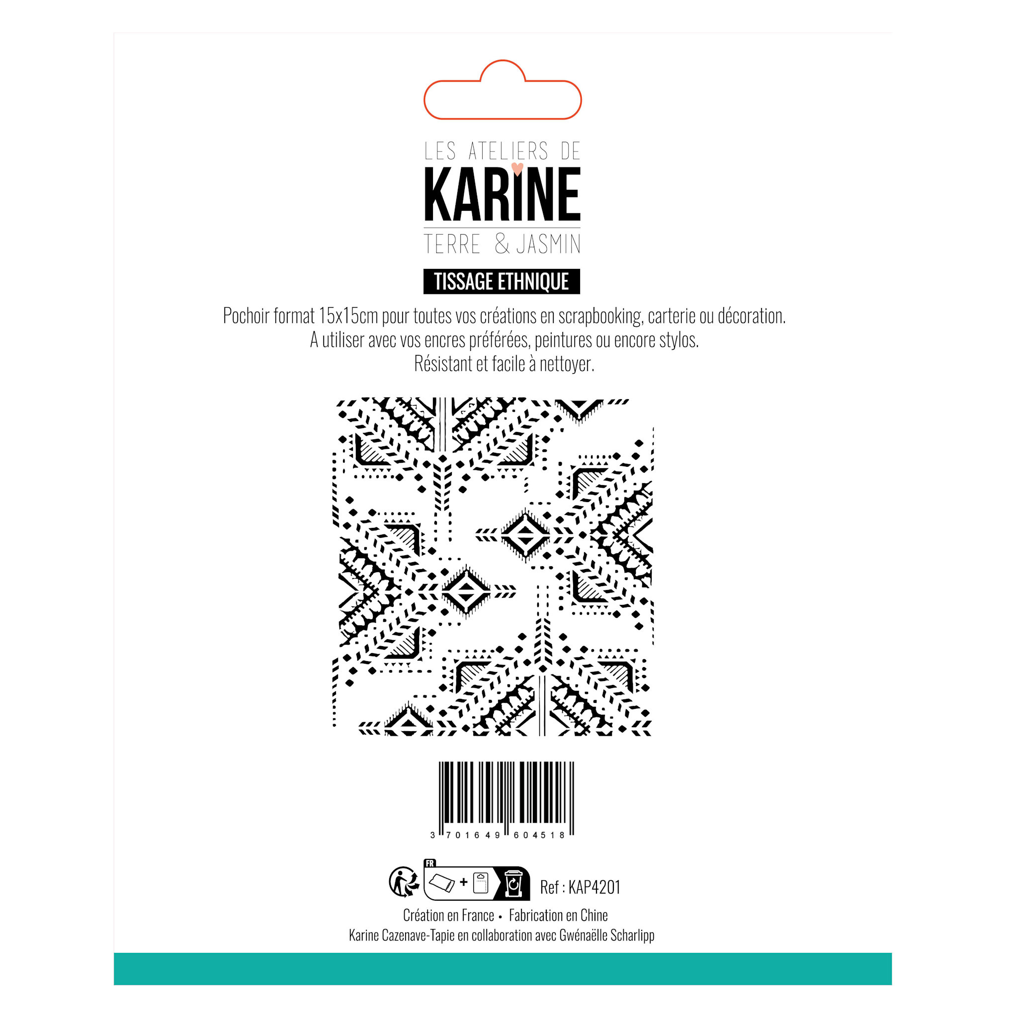 LES ATELIERS DE KARINE LES ATELIERS DE KARINE TERRE & JASMIN TISSAGE ETHNIQUE 6x6 STENCIL