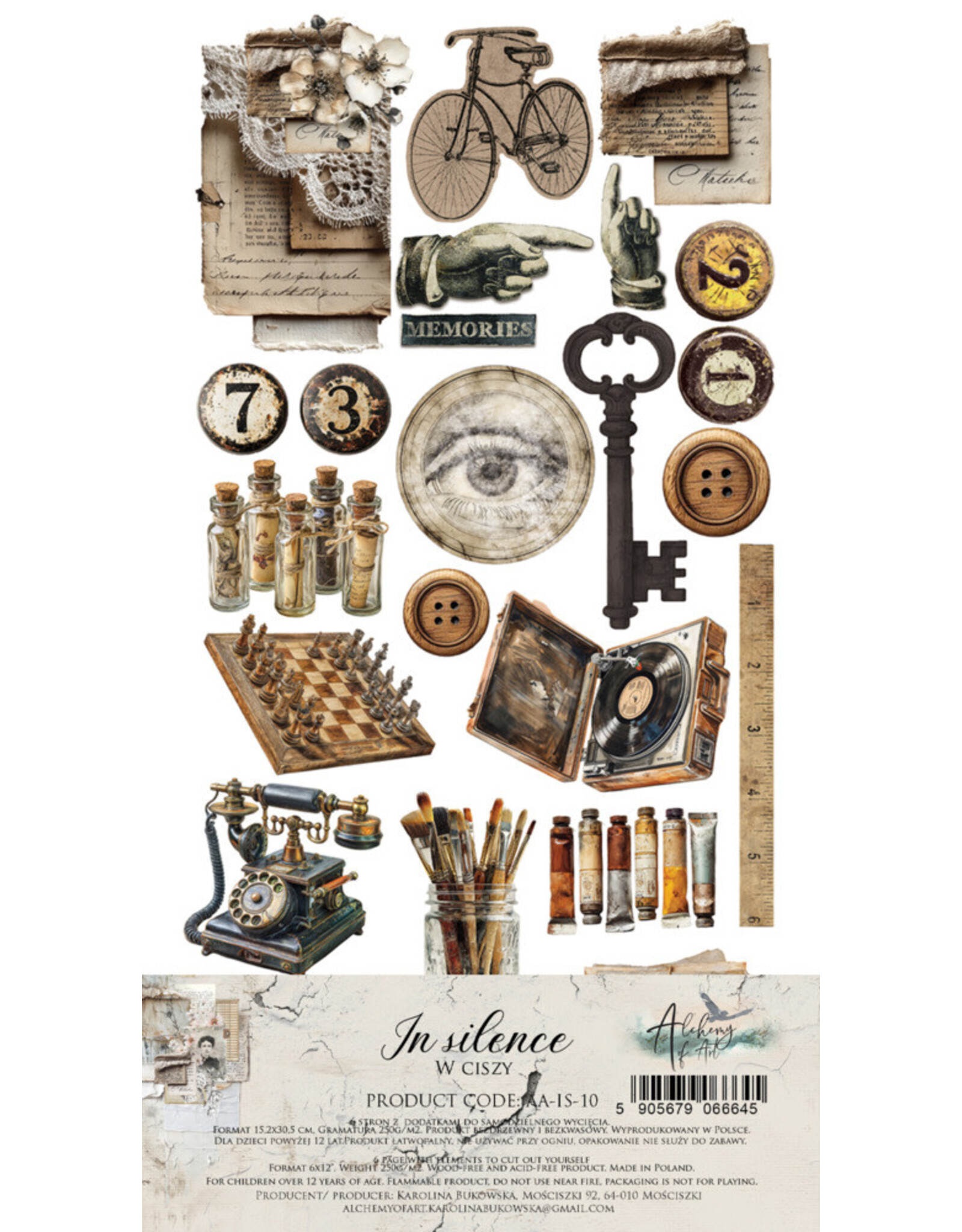 ALCHEMY OF ART ALCHEMY OF ART IN SILENCE JUNK JOURNAL 6x12 EXTRAS DIE-CUTS