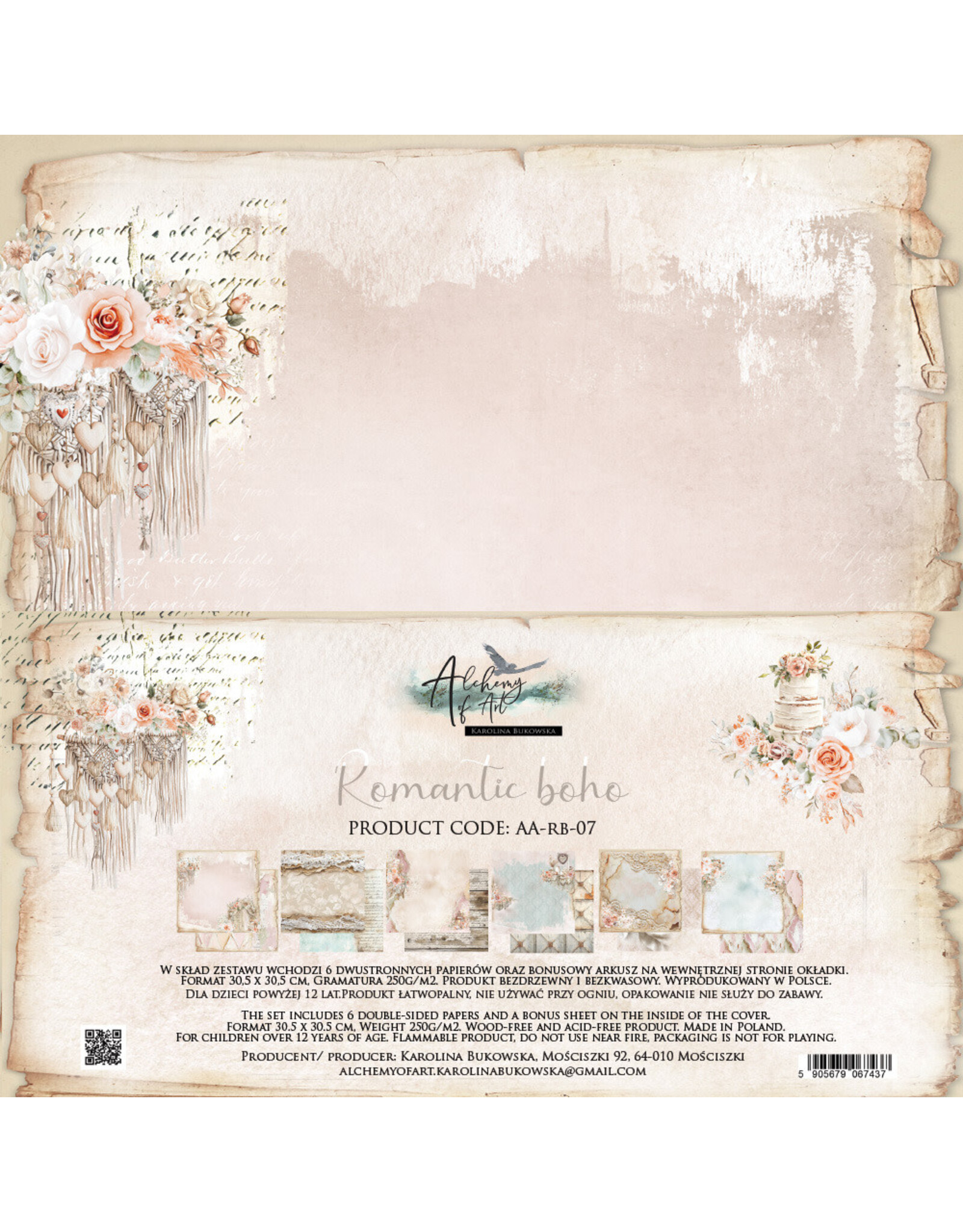 ALCHEMY OF ART ALCHEMY OF ART ROMANTIC BOHO 12x12 PAPER PACK 6 SHEETS