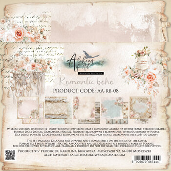 ALCHEMY OF ART ALCHEMY OF ART ROMANTIC BOHO 8x8 PAPER PACK 12 SHEETS