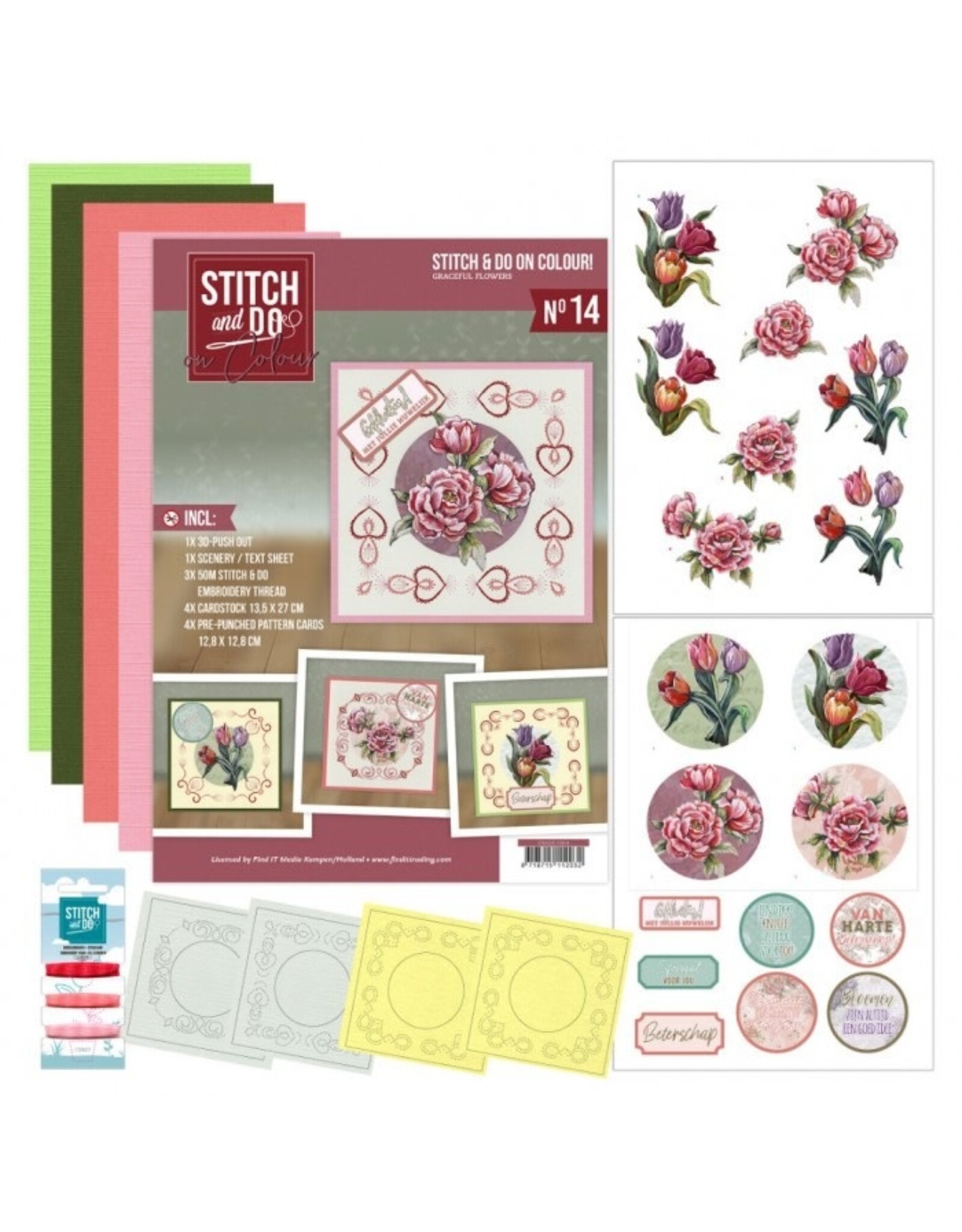 FIND IT FIND IT HOBBYDOTS STITCH & DO ON COLOUR YVONNE CREATIONS GRACEFUL FLOWERS