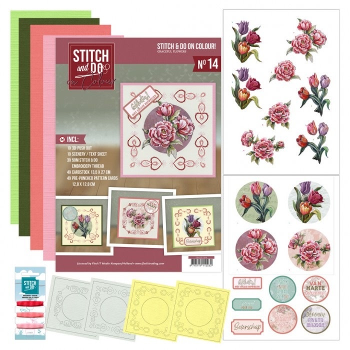 FIND IT FIND IT HOBBYDOTS STITCH & DO ON COLOUR YVONNE CREATIONS GRACEFUL FLOWERS