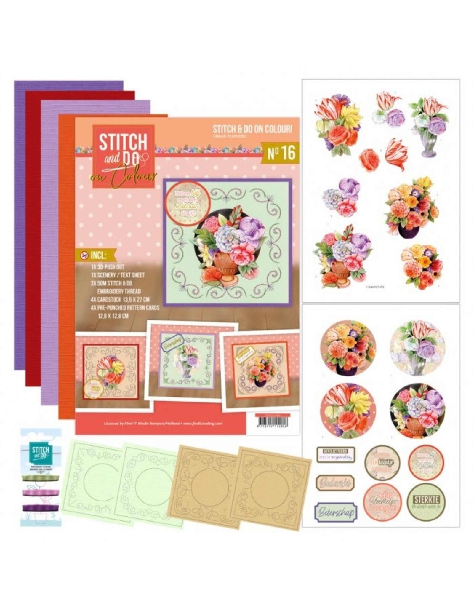 FIND IT FIND IT HOBBYDOTS STITCH & DO ON COLOUR JEANINE'S ART URBAN FLOWERS