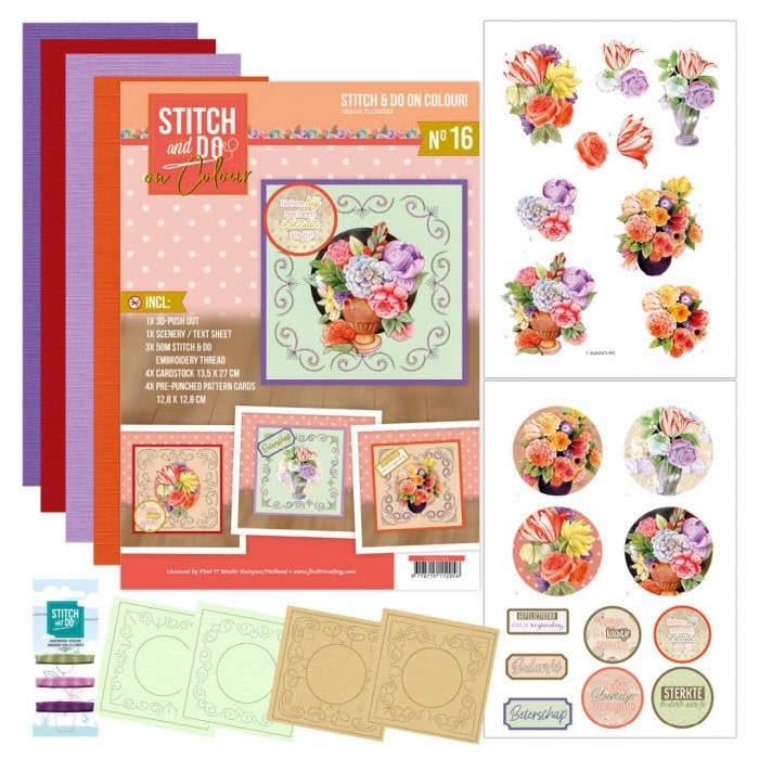 FIND IT FIND IT HOBBYDOTS STITCH & DO ON COLOUR JEANINE'S ART URBAN FLOWERS
