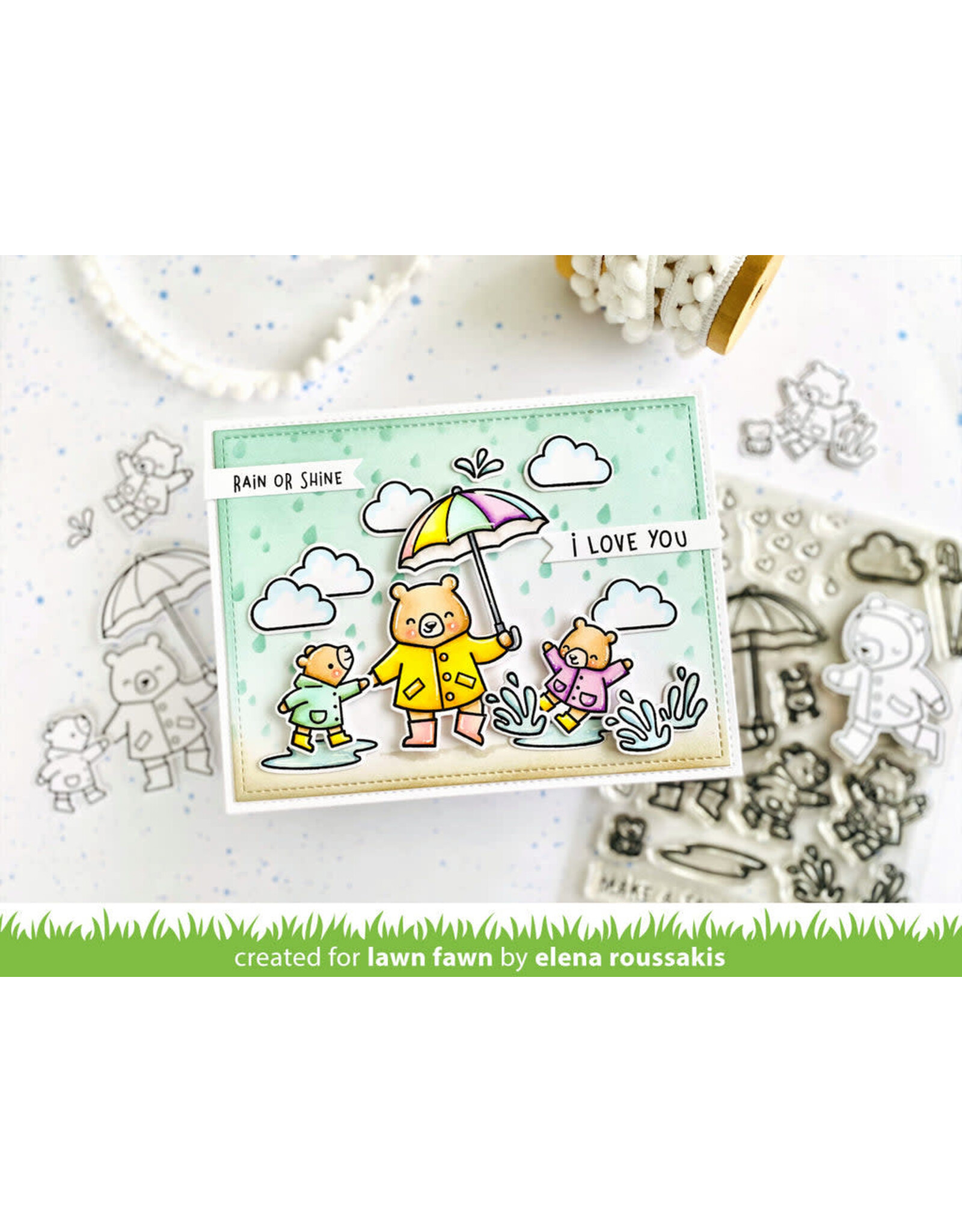 LAWN FAWN LAWN FAWN BEARY RAINY DAY CLEAR STAMP SET