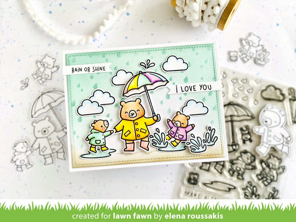 LAWN FAWN LAWN FAWN BEARY RAINY DAY CLEAR STAMP SET