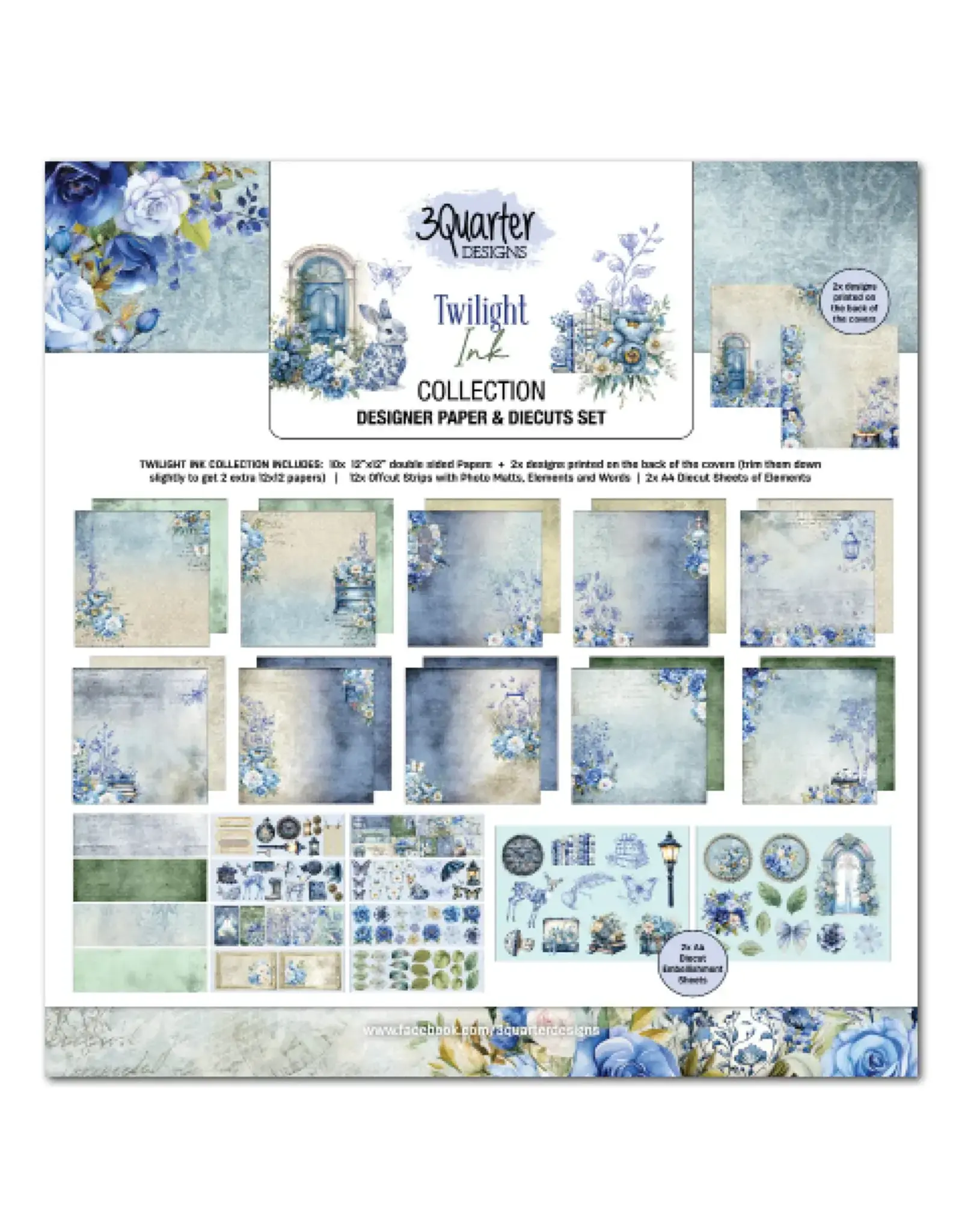 3QUARTER DESIGNS 3QUARTER DESIGNS TWILIGHT INK 12x12 DESIGNER PAPER & DIECUTS SET