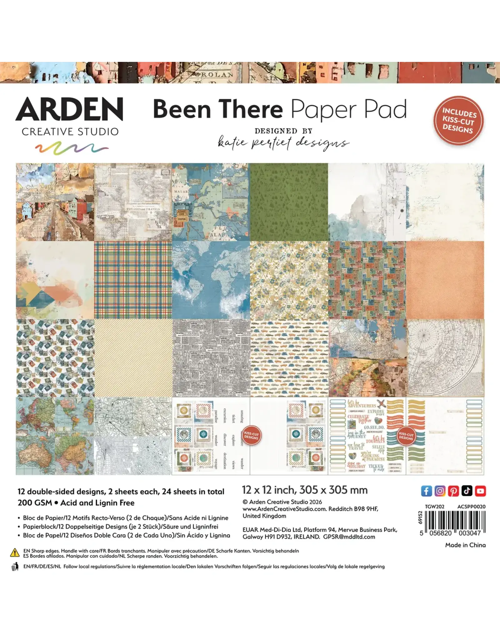 ARDEN CREATIVE STUDIO ARDEN CREATIVE STUDIO BEEN THERE 12x12 PAPER PAD 24 SHEETS