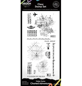ARDEN CREATIVE STUDIO ARDEN CREATIVE STUDIO MAKER SERIES CHARTED ADVENTURES 4x8 CLEAR STAMP SET