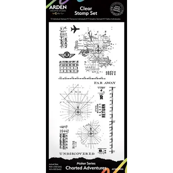 ARDEN CREATIVE STUDIO ARDEN CREATIVE STUDIO MAKER SERIES CHARTED ADVENTURES 4x8 CLEAR STAMP SET