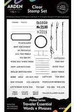 ARDEN CREATIVE STUDIO ARDEN CREATIVE STUDIO MAKER SERIES TRAVELER ESSENTIAL WORDS+PHRASES 4x6 CLEAR STAMP SET