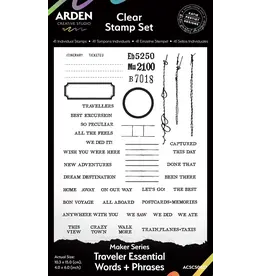 ARDEN CREATIVE STUDIO ARDEN CREATIVE STUDIO MAKER SERIES TRAVELER ESSENTIAL WORDS+PHRASES 4x6 CLEAR STAMP SET