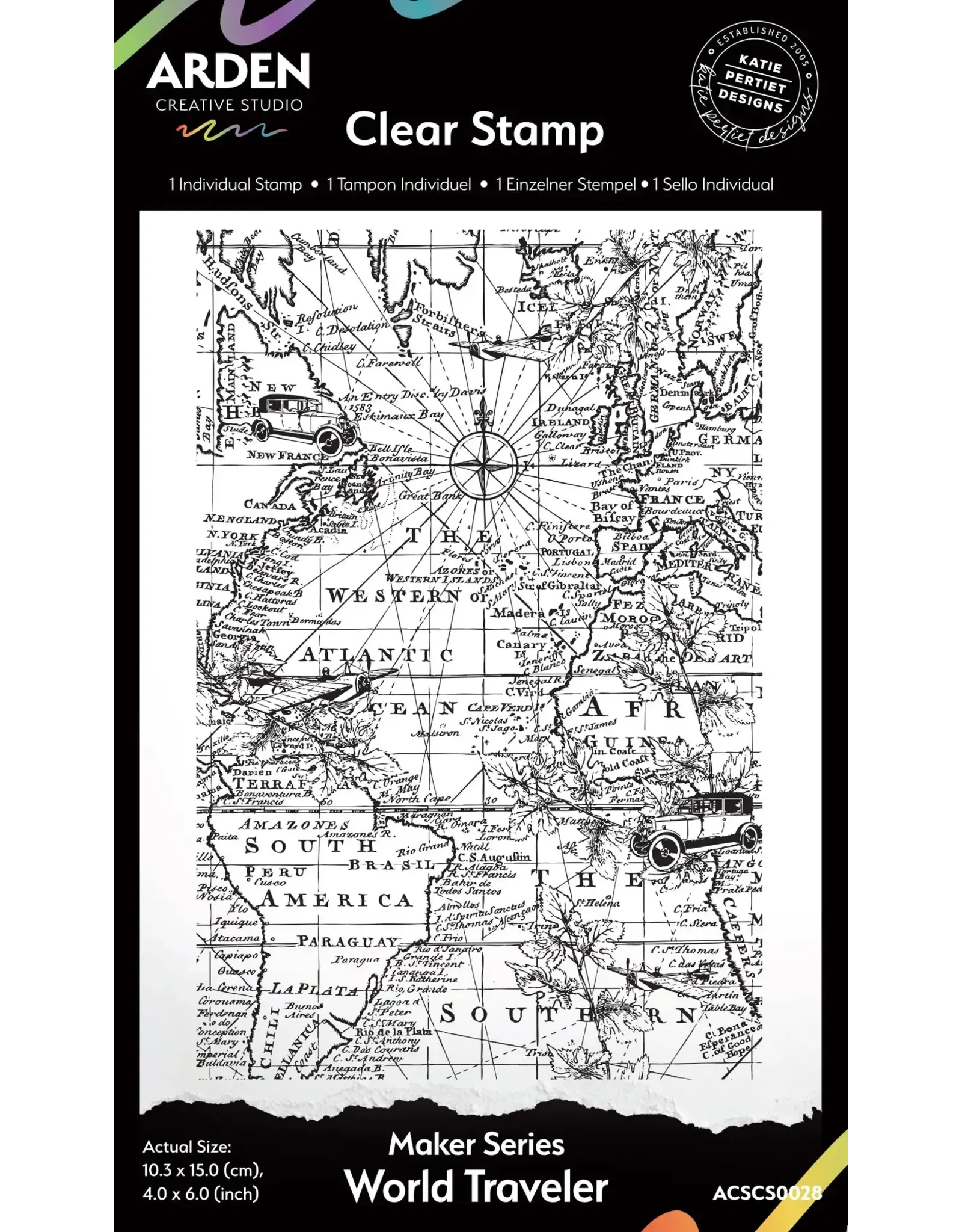 ARDEN CREATIVE STUDIO ARDEN CREATIVE STUDIO MAKER SERIES WORLD TRAVELER 4x6 CLEAR STAMP