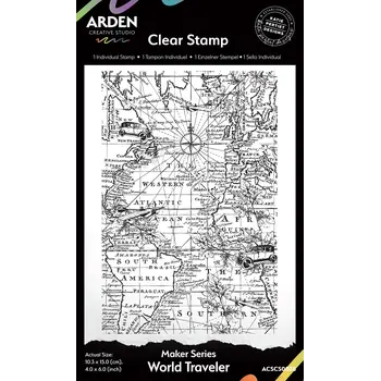 ARDEN CREATIVE STUDIO ARDEN CREATIVE STUDIO MAKER SERIES WORLD TRAVELER 4x6 CLEAR STAMP
