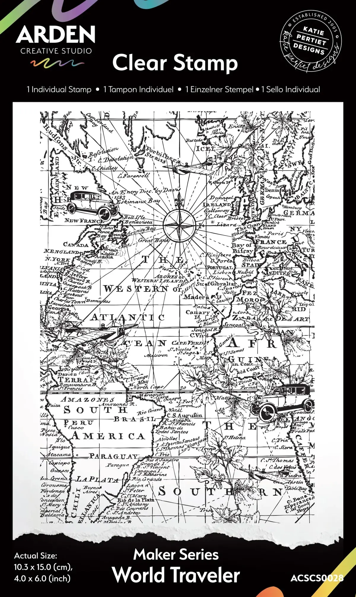 ARDEN CREATIVE STUDIO ARDEN CREATIVE STUDIO MAKER SERIES WORLD TRAVELER 4x6 CLEAR STAMP
