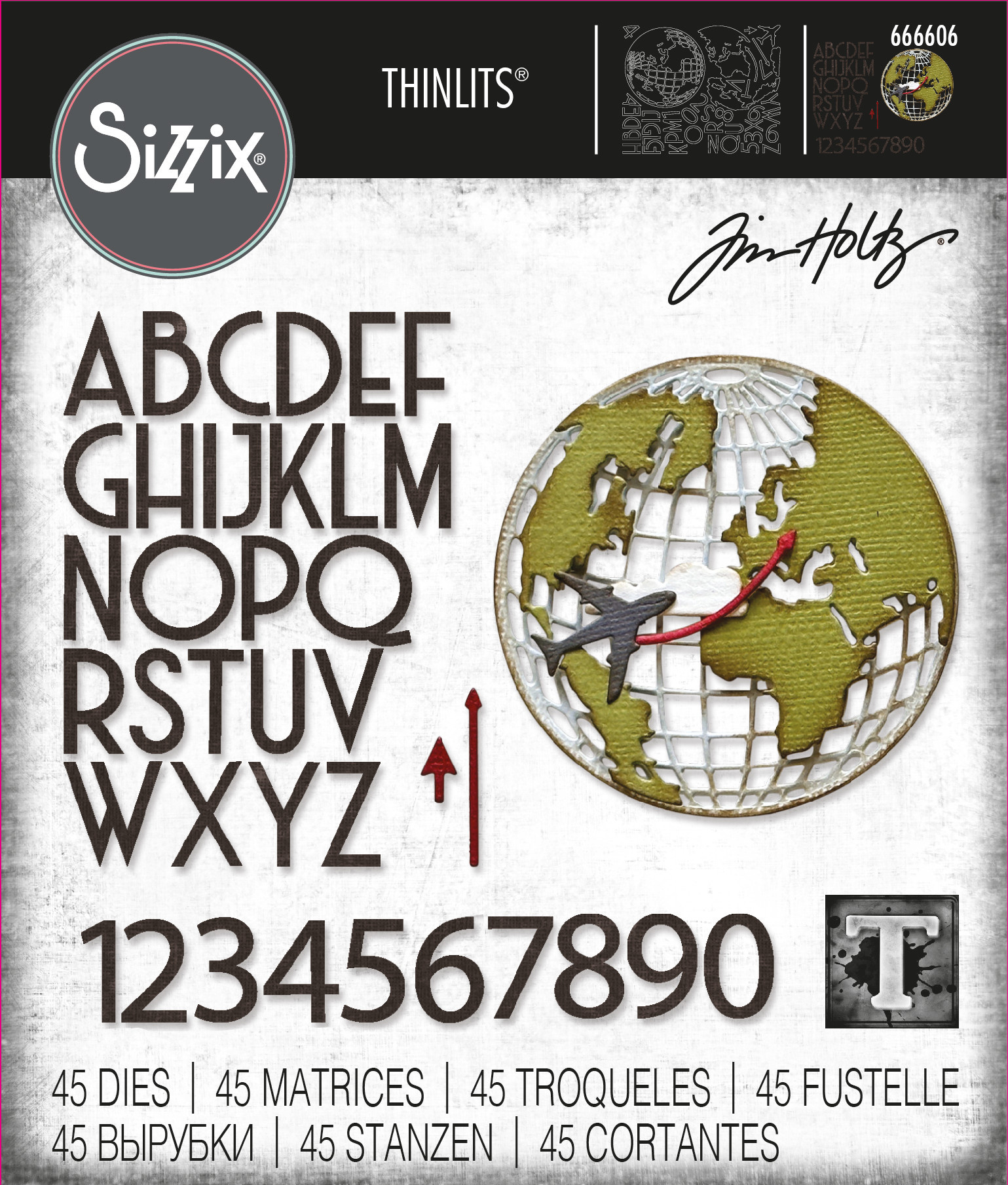 SIZZIX SIZZIX TIM HOLTZ THINLITS VAULT WORLD TRAVEL DIE SET