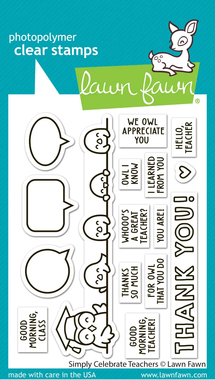 LAWN FAWN LAWN FAWN SIMPLY CELEBRATE TEACHERS CLEAR STAMP SET