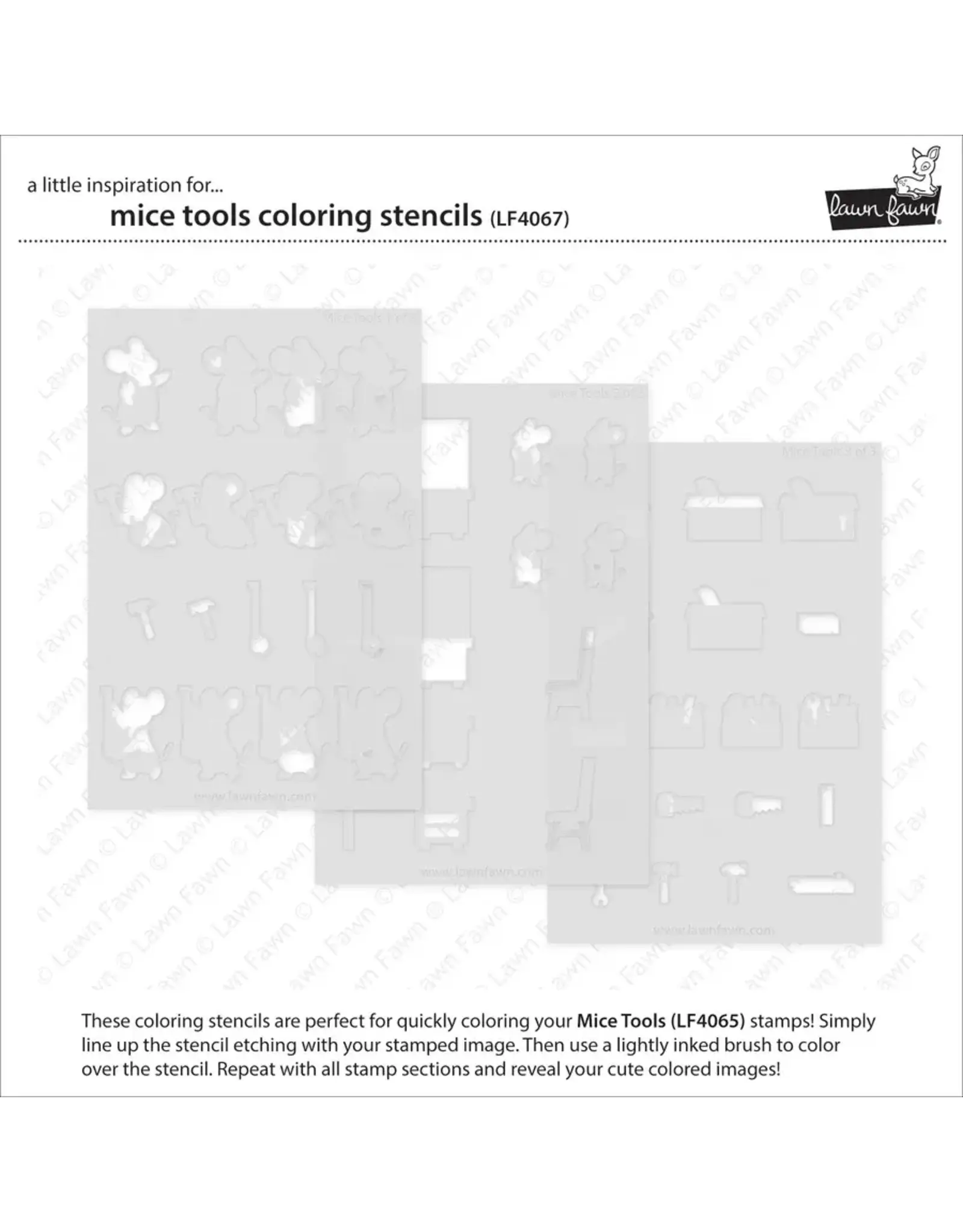 LAWN FAWN LAWN FAWN MICE TOOLS COLORING STENCIL SET