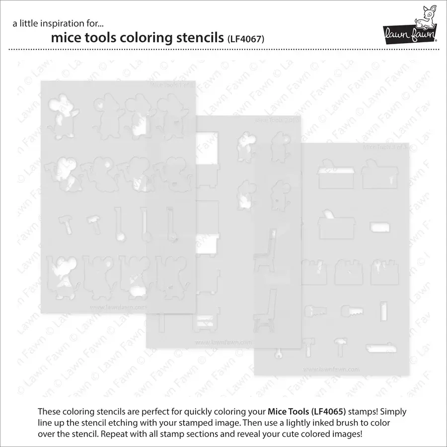 LAWN FAWN LAWN FAWN MICE TOOLS COLORING STENCIL SET