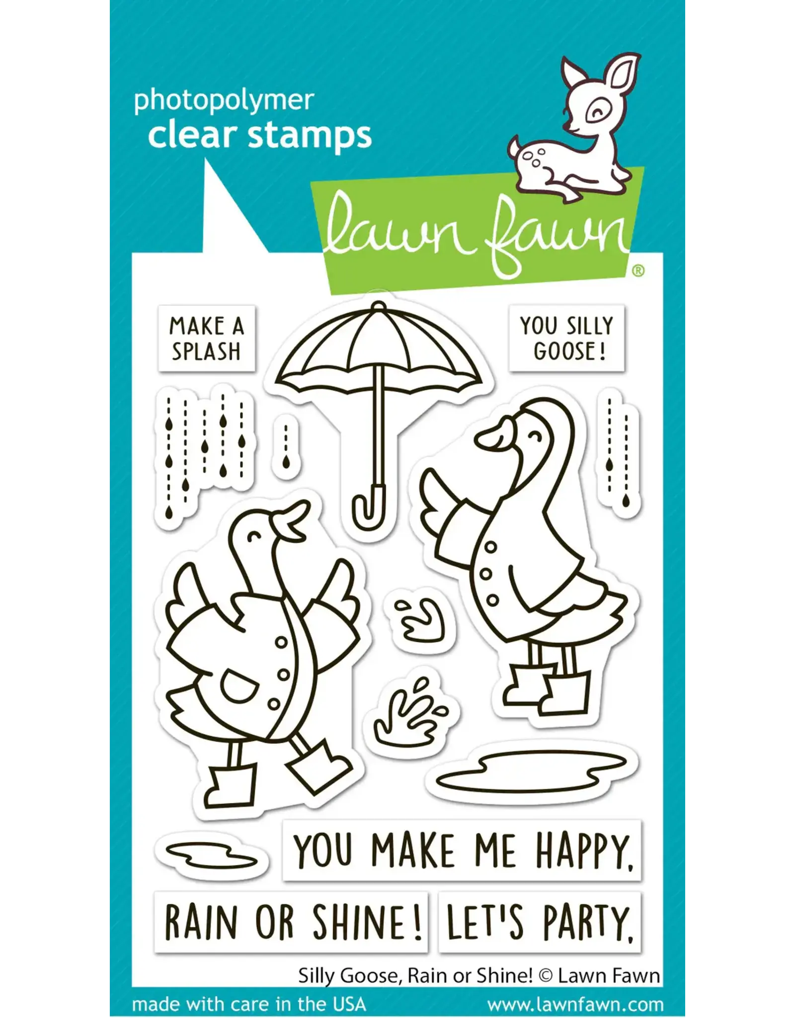 LAWN FAWN LAWN FAWN SILLY GOOSE, RAIN OR SHINE! CLEAR STAMP SET