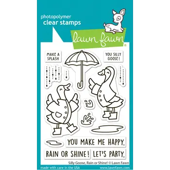 LAWN FAWN LAWN FAWN SILLY GOOSE, RAIN OR SHINE! CLEAR STAMP SET