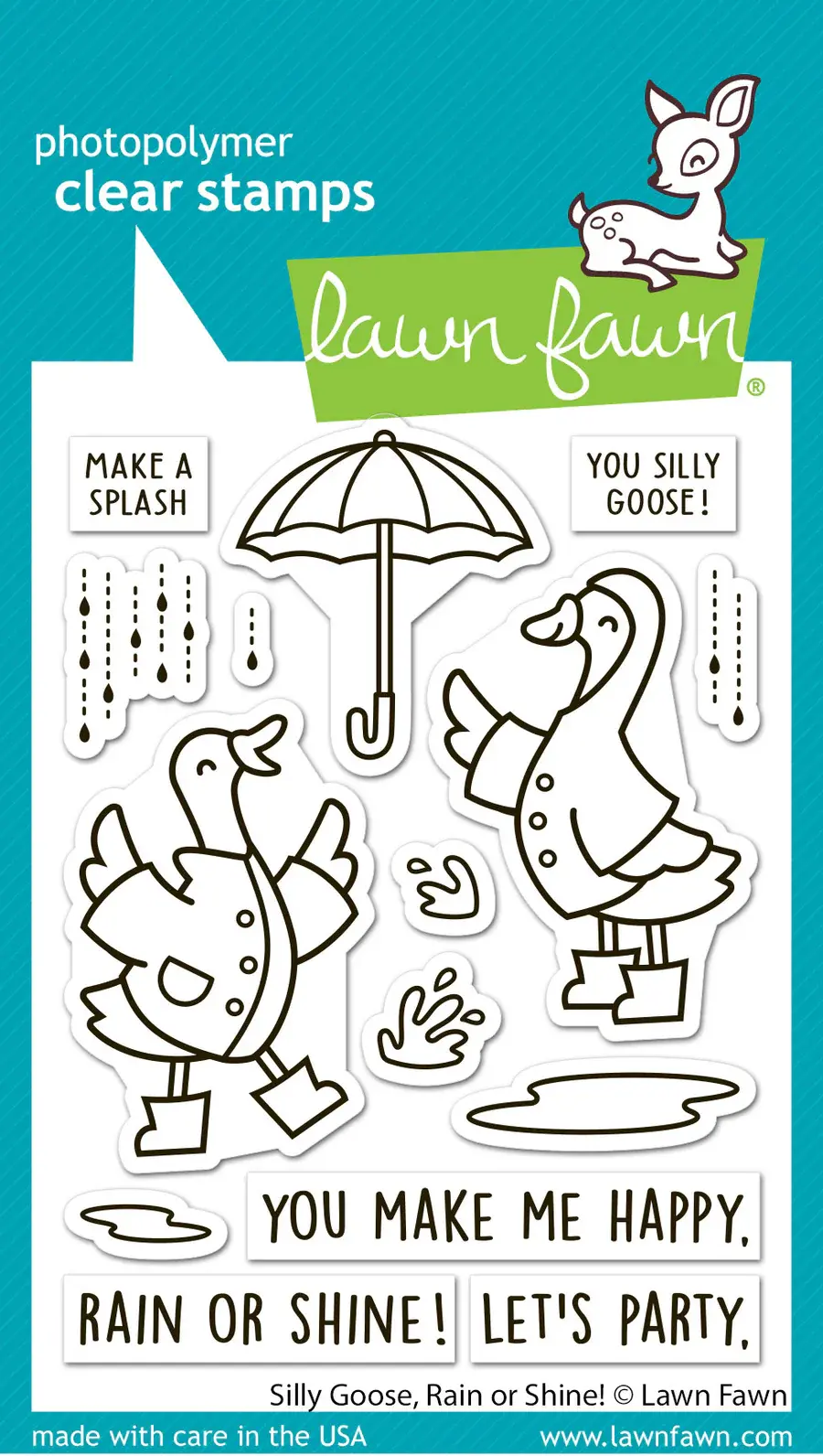LAWN FAWN LAWN FAWN SILLY GOOSE, RAIN OR SHINE! CLEAR STAMP SET