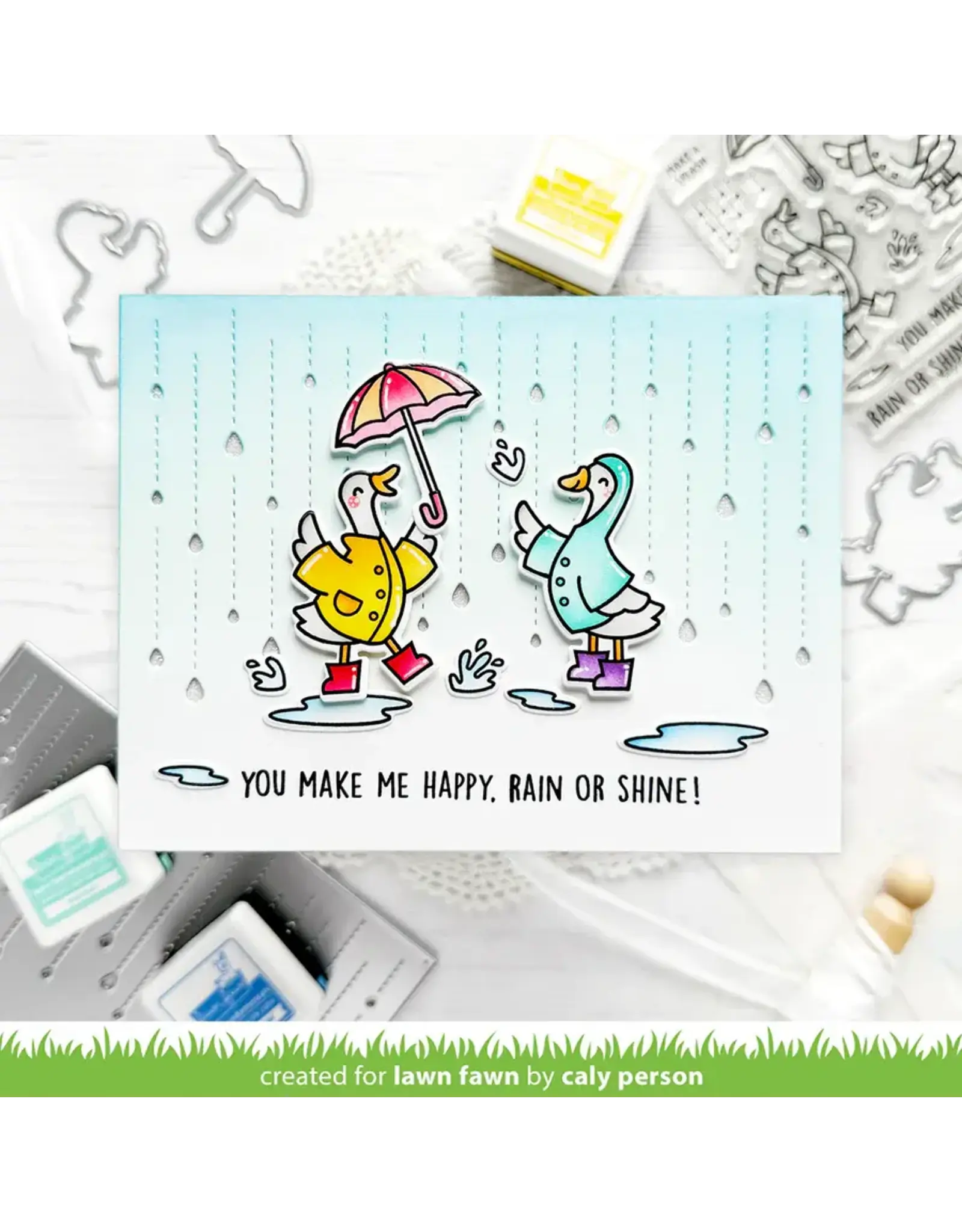 LAWN FAWN LAWN FAWN SILLY GOOSE, RAIN OR SHINE! CLEAR STAMP SET