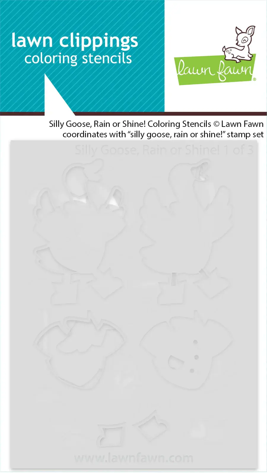 LAWN FAWN LAWN FAWN SILLY GOOSE, RAIN OR SHINE! COLORING STENCIL SET