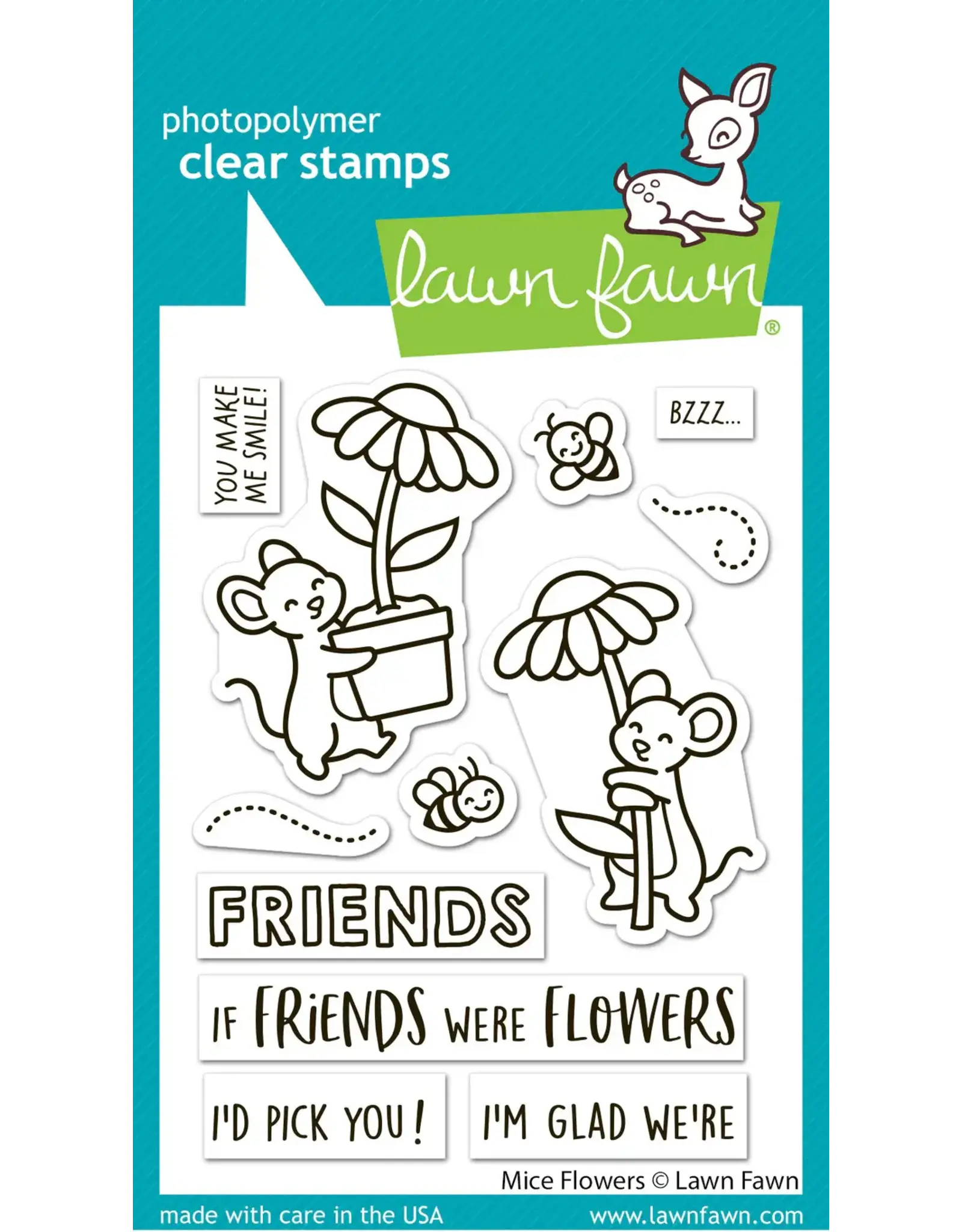 LAWN FAWN LAWN FAWN MICE FLOWERS CLEAR STAMP SET
