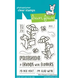 LAWN FAWN LAWN FAWN MICE FLOWERS CLEAR STAMP SET