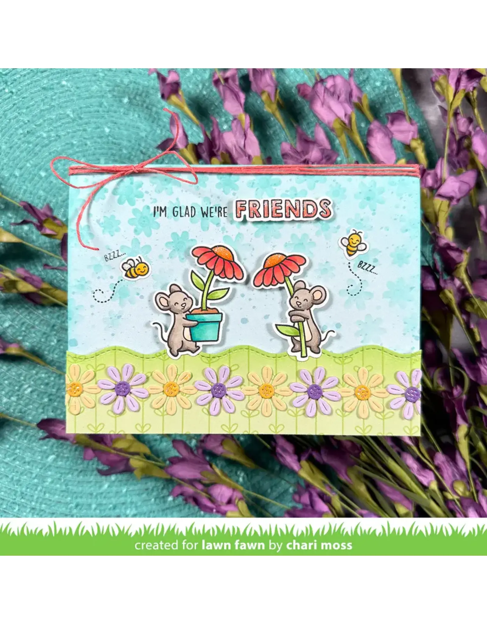 LAWN FAWN LAWN FAWN MICE FLOWERS CLEAR STAMP SET