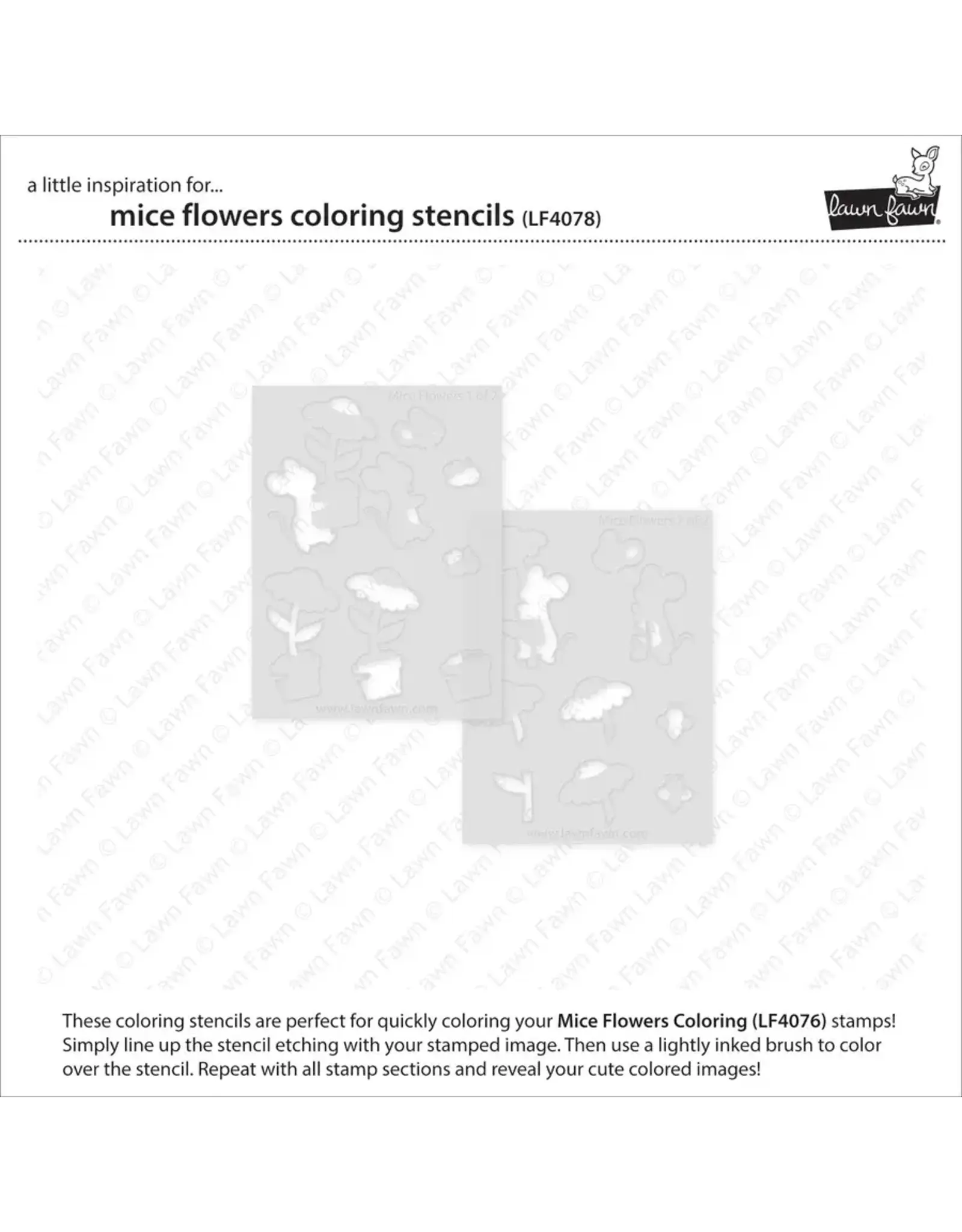 LAWN FAWN LAWN FAWN MICE FLOWERS COLORING STENCIL SET