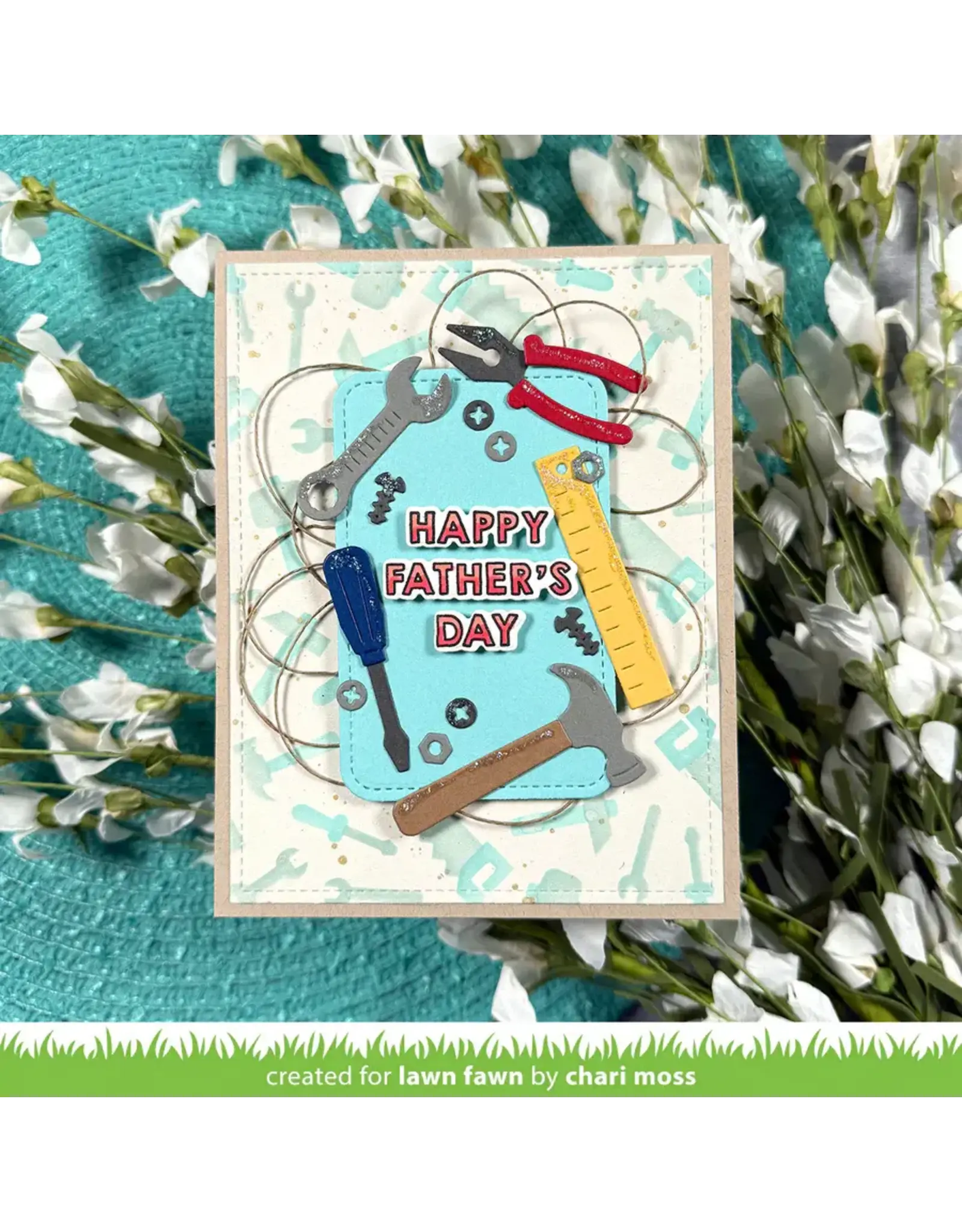 LAWN FAWN LAWN FAWN TOOL TIME 6x6 BACKGROUND STENCIL SET 2/PK