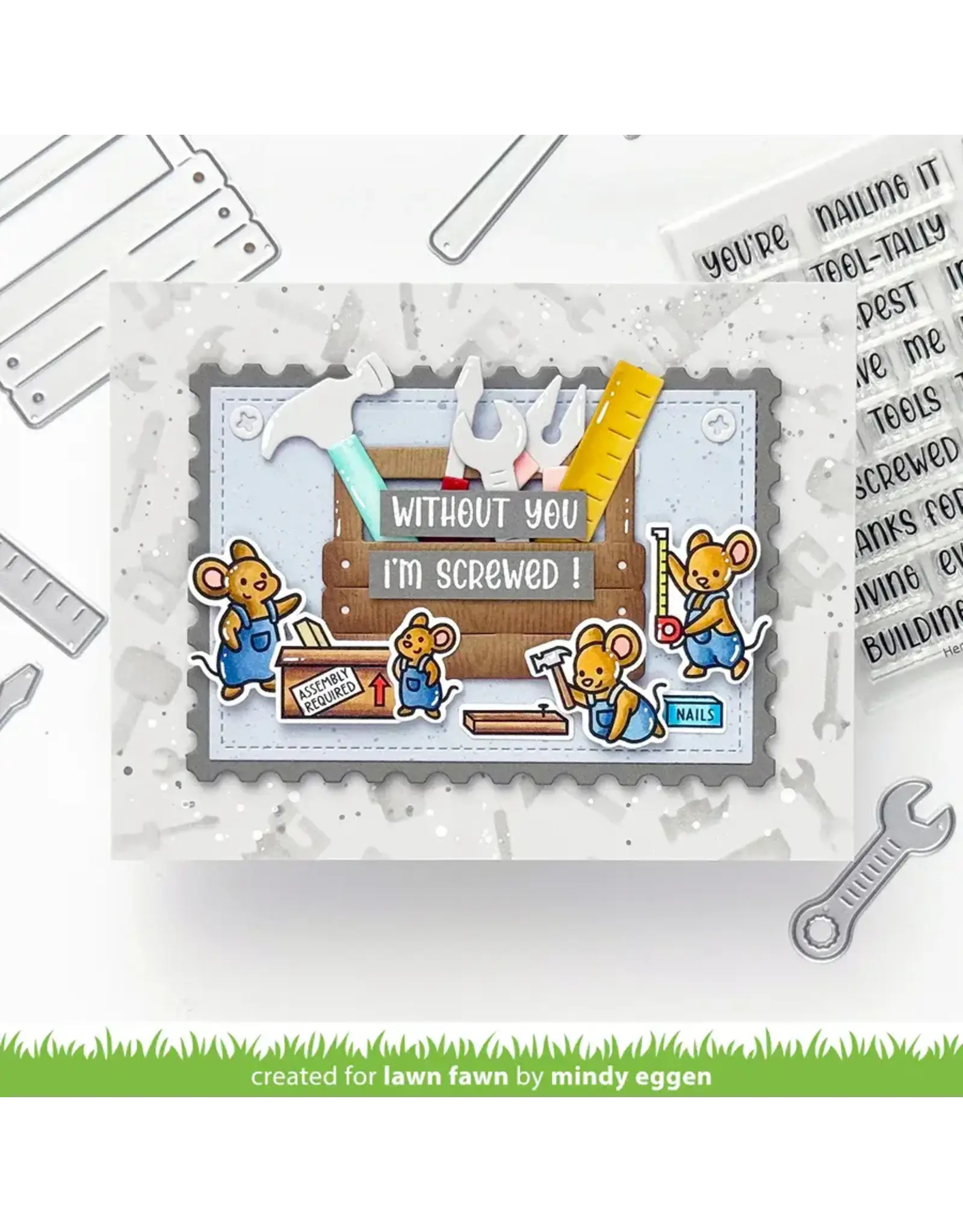 LAWN FAWN LAWN FAWN TOOL TIME 6x6 BACKGROUND STENCIL SET 2/PK