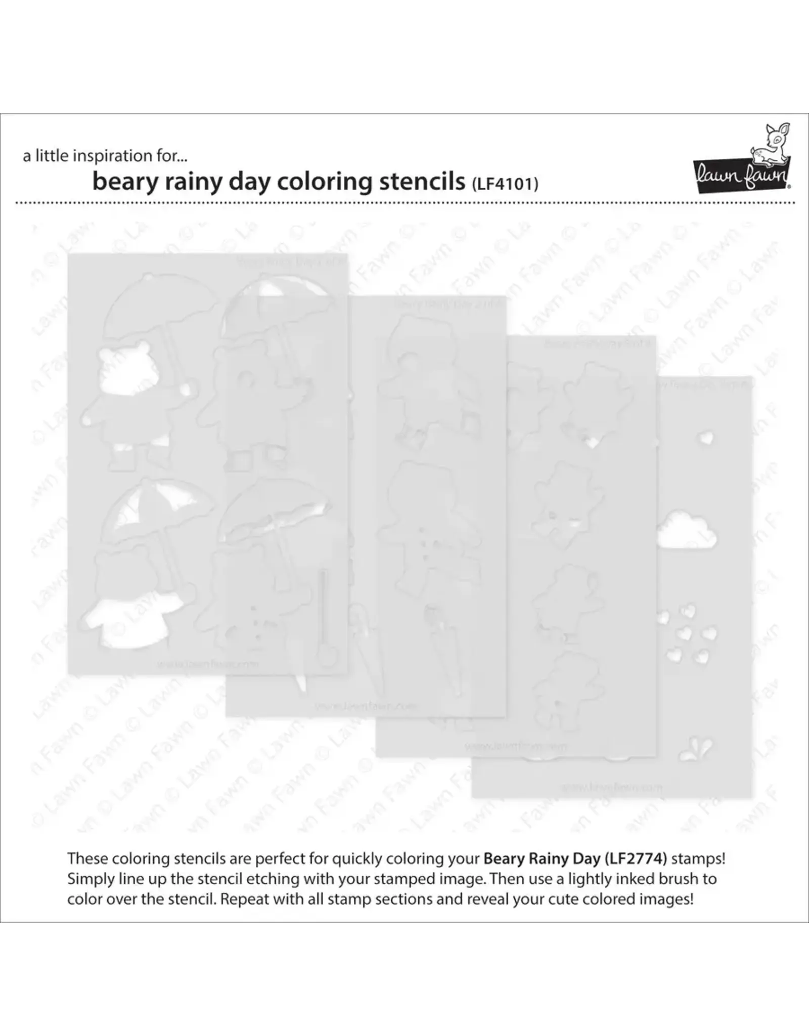 LAWN FAWN LAWN FAWN BEARY RAINY DAY COLORING STENCIL SET