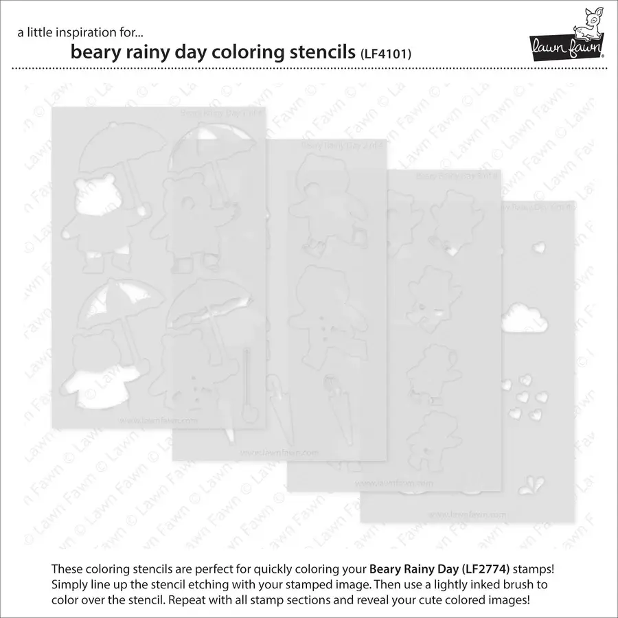 LAWN FAWN LAWN FAWN BEARY RAINY DAY COLORING STENCIL SET