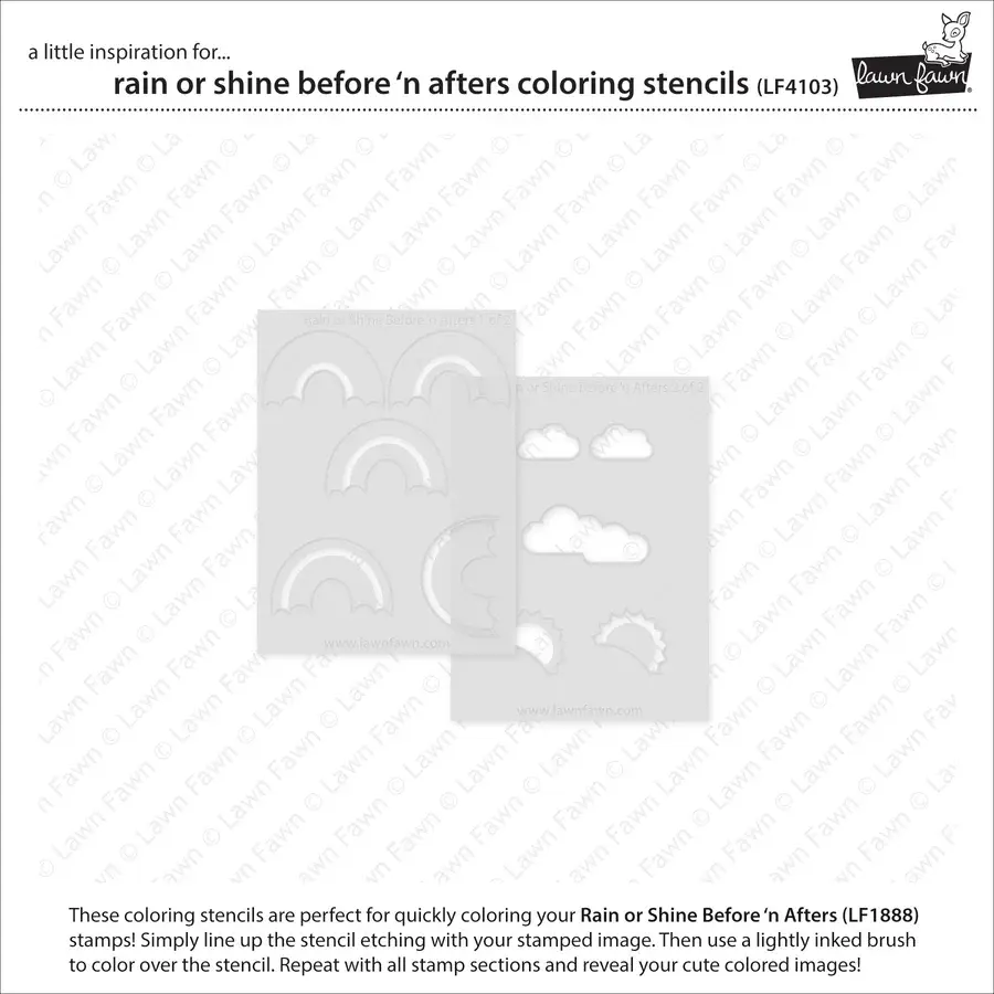 LAWN FAWN LAWN FAWN RAIN OR SHINE BEFORE 'N AFTERS COLORING STENCIL SET