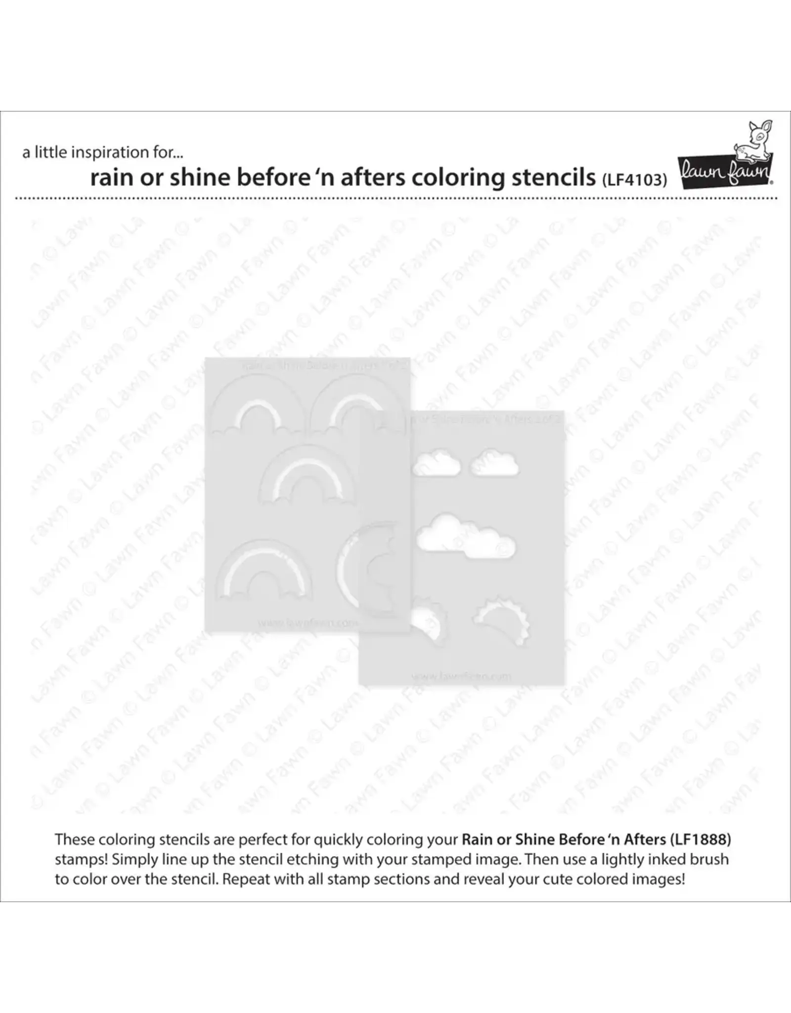 LAWN FAWN LAWN FAWN RAIN OR SHINE BEFORE 'N AFTERS COLORING STENCIL SET