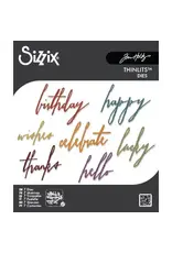 SIZZIX SIZZIX TIM HOLTZ THINLITS HANDWRITTEN CELEBRATE DIE SET