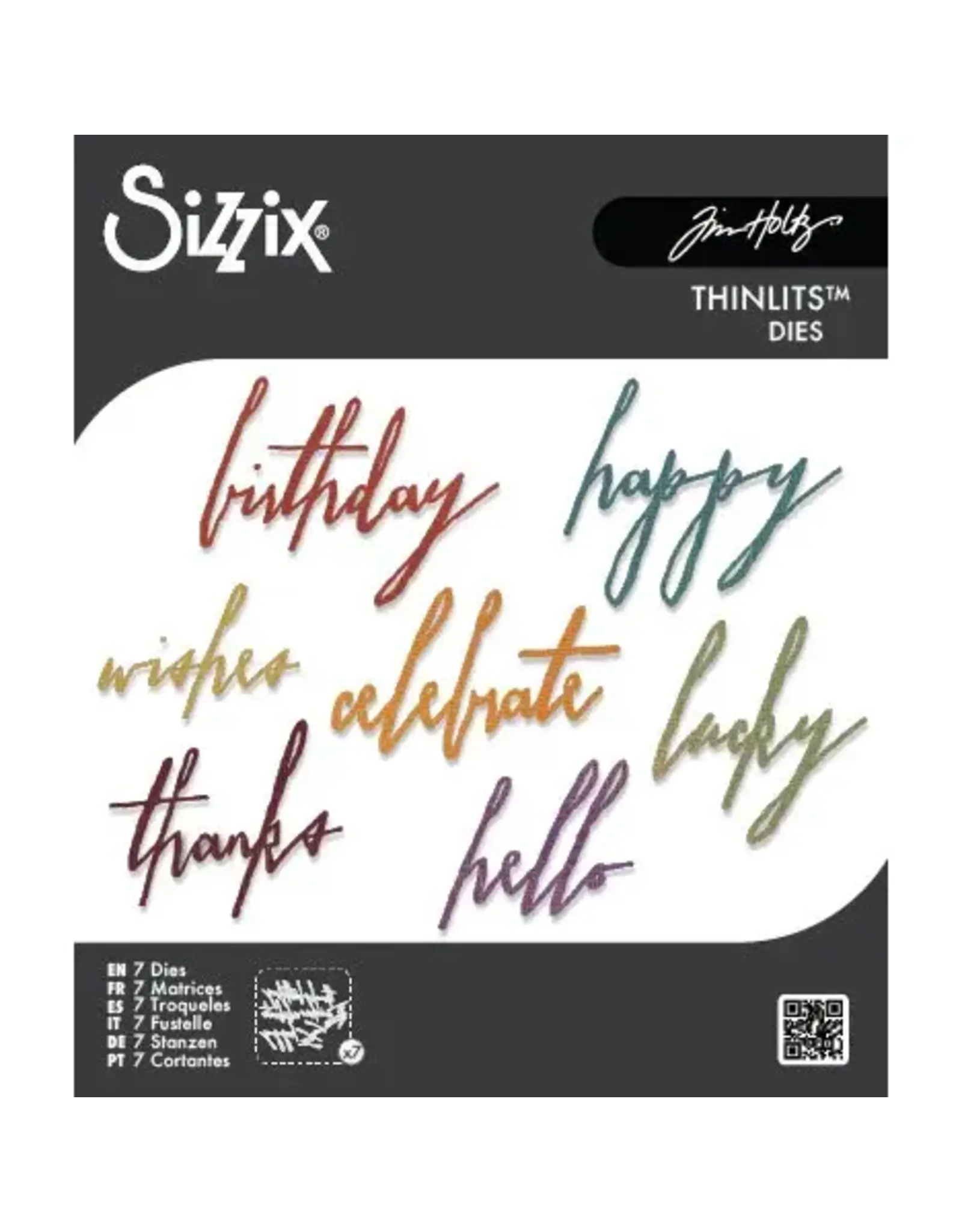 SIZZIX SIZZIX TIM HOLTZ THINLITS HANDWRITTEN CELEBRATE DIE SET